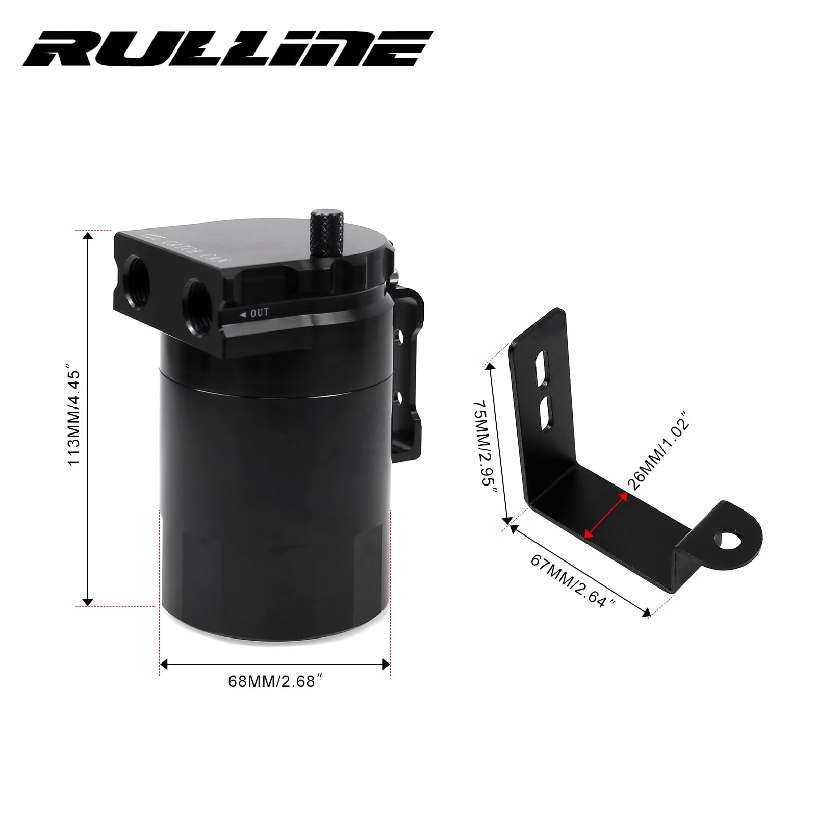 RULLINE Air Oil Separator Catch Can for 2014-2018 Chevy Silverado 1500, GMC Sierra 1500, Tahoe, Suburban, Yukon