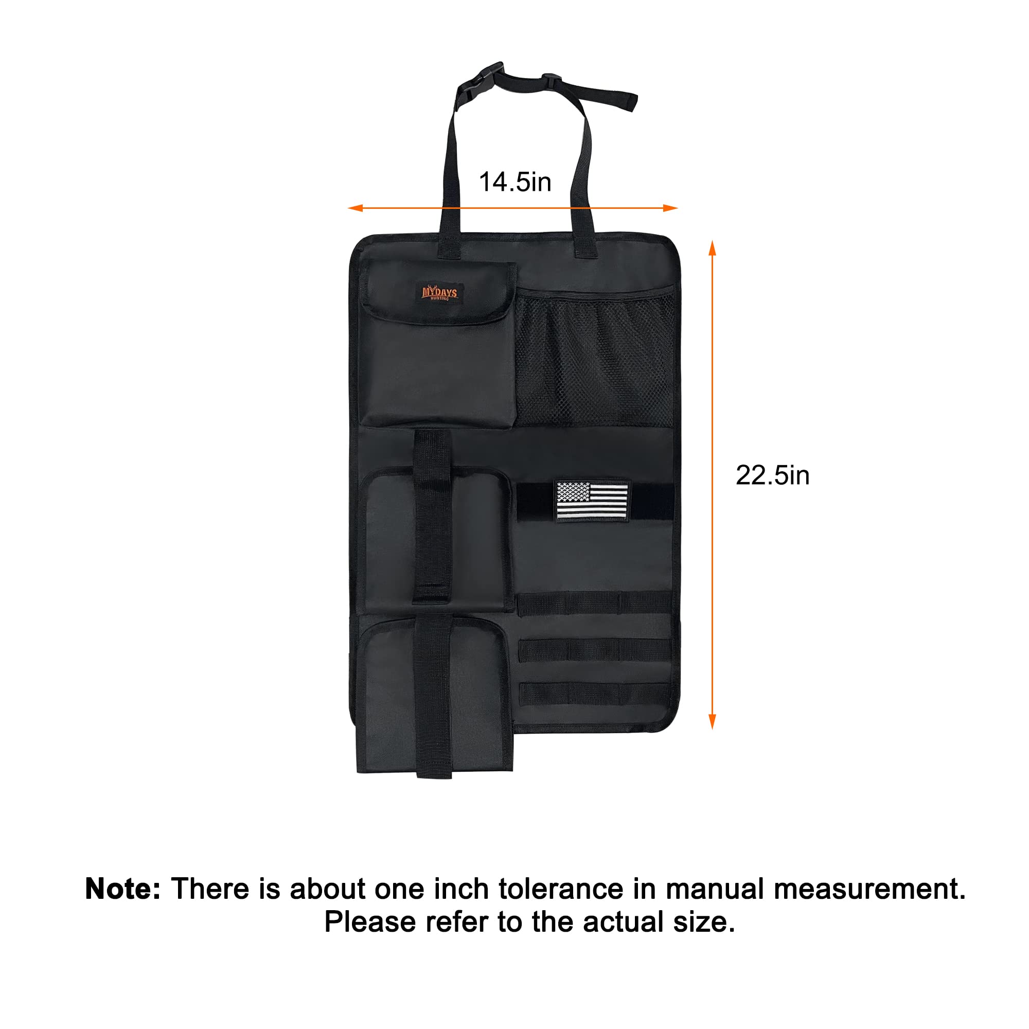Mydays 2 Pack Tactical Seat Back Gun Rack, Camo Front Seat Gun Organizer With Molle Panel Vehicle Gun Holder For Hunting Rifles/Shotguns (Black)