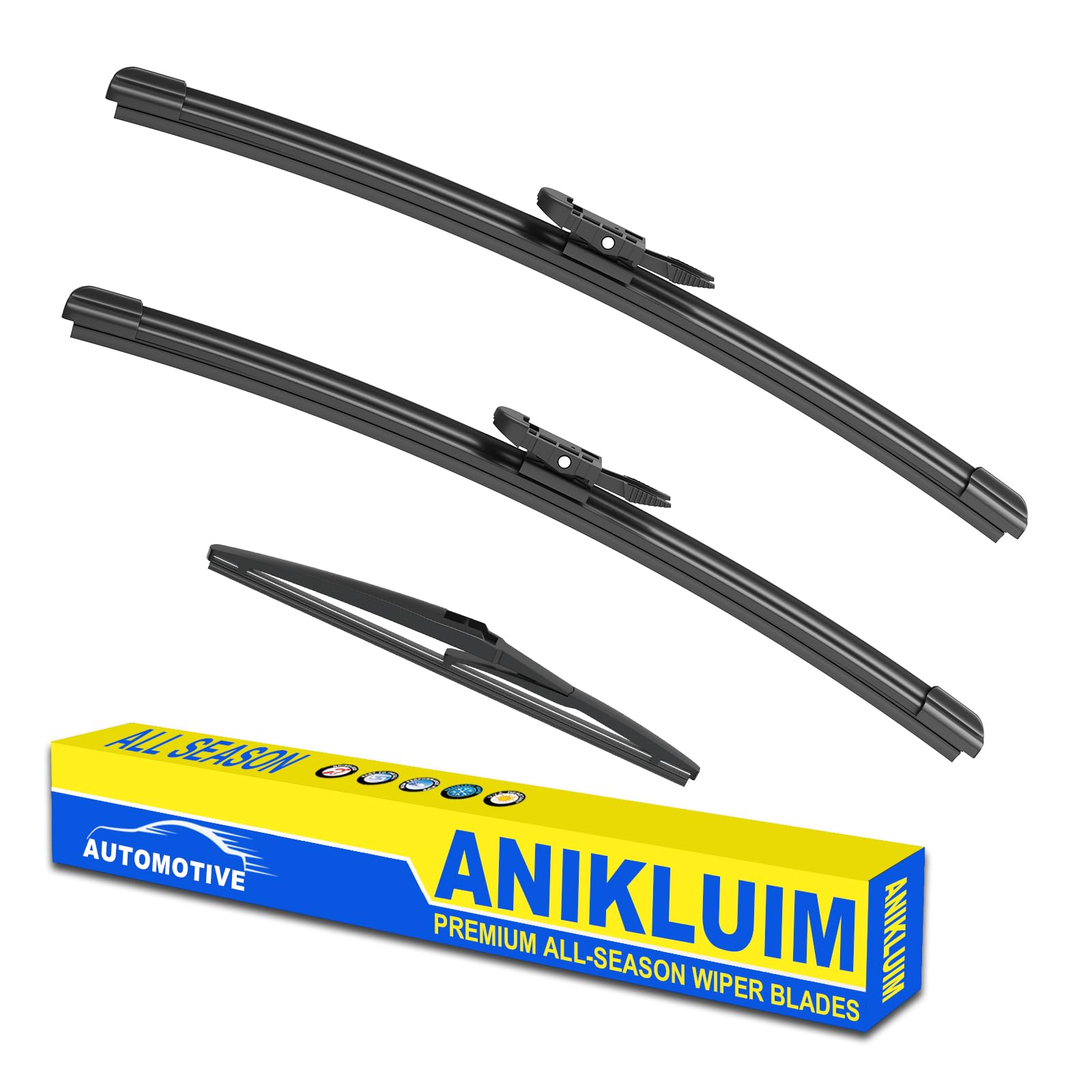 Anikluim 20''+20'' Wiper Blades With 12'' Rear Wiper Blade Set Replacement For 2008-2012 Escape Windshield Wipers Original Facto