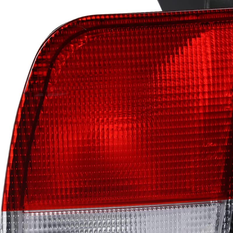 Spec-D Tuning Red Clear Lens Tail Lights Compatible With 1996-1998 Honda Civic 4-Door Sedan Left + Right Pair Assembly