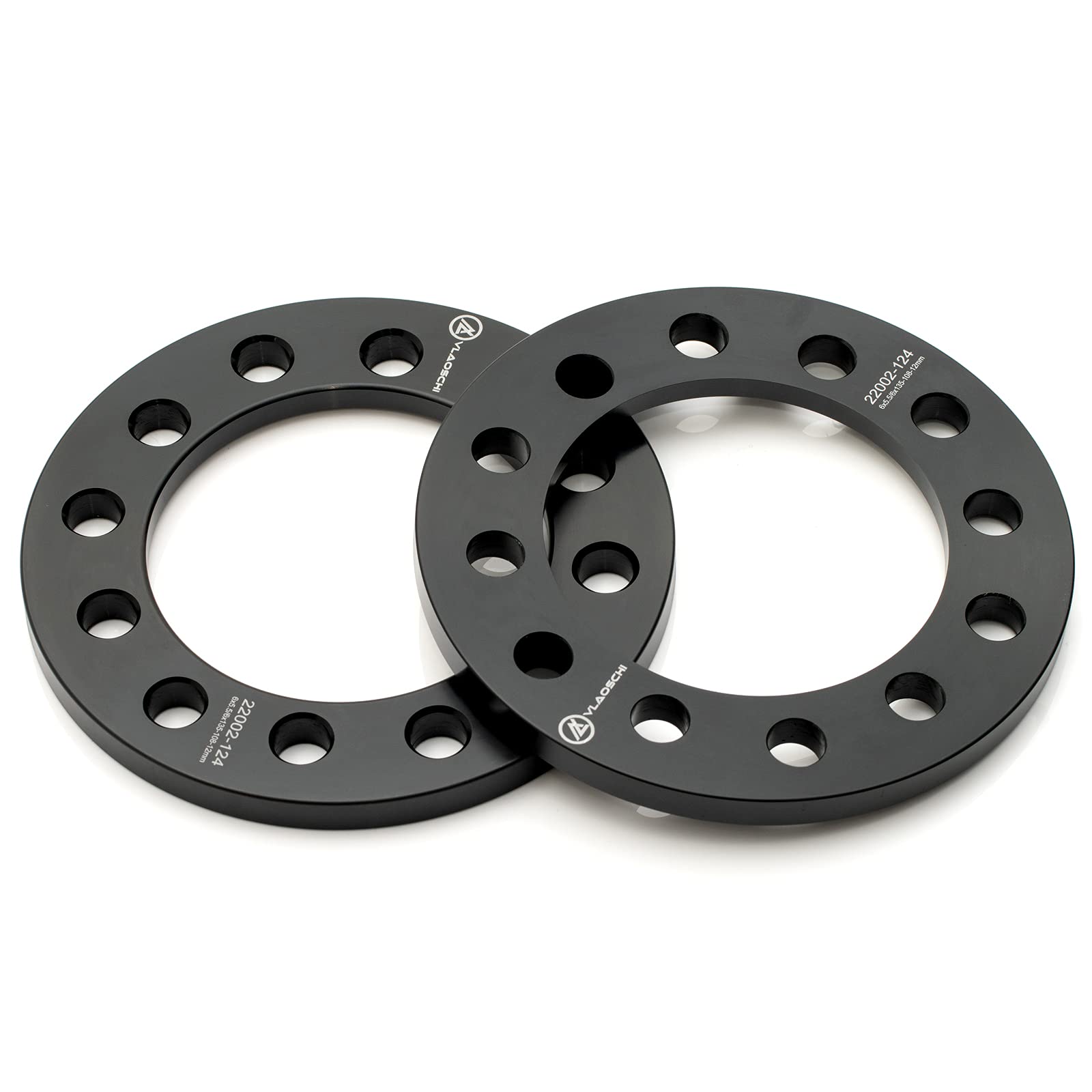 VLAOSCHI Black Forged Wheel Spacers 1/2 Inch (12mm) for Chevy GMC 6 Lug, Model 22003-124, Pack of 4
