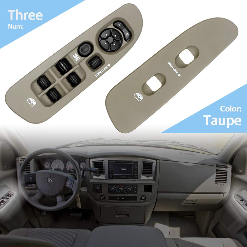 Mango S Driver & Passenger Power Window Switch Bezel 56049805AB, Taupe, for Dodge Ram 1500 2500 3500, Dakota, Durango, Sprinter