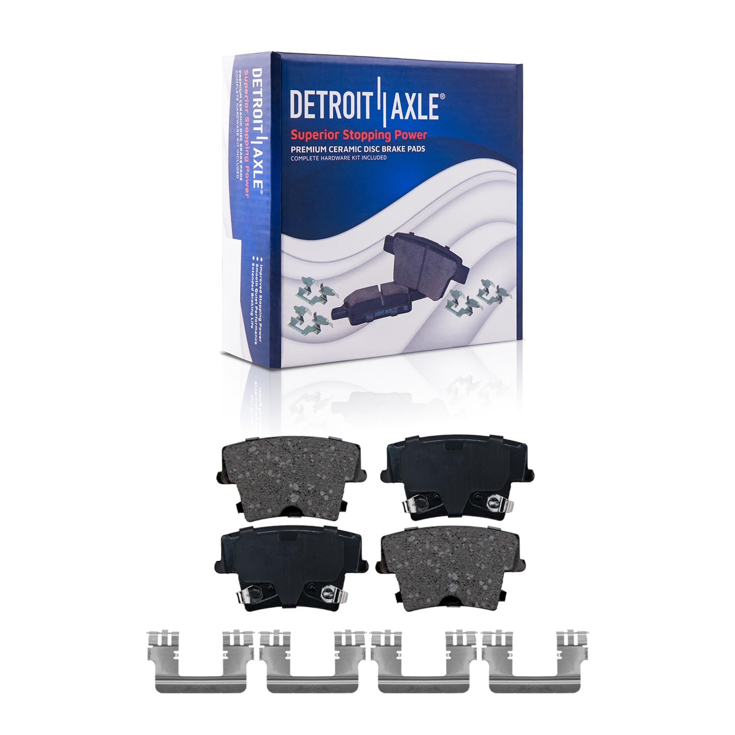 Detroit Axle Brake Kit - Drilled & Slotted Rotors with Ceramic Pads for Chrysler 300, Dodge Charger, Challenger, Magnum - Front 13.58", Rear 12.60"