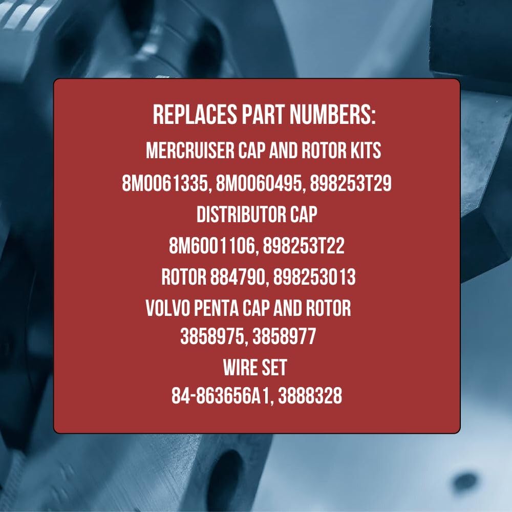 RPS Distributor Cap, Rotor & Spark Plug Wires Tune-Up Kit for Mercruiser 5.0/5.7 MPI MAG & Volvo Penta 5.0/5.7