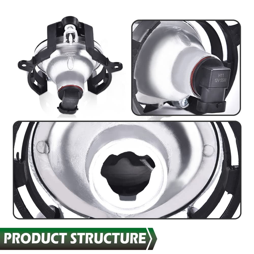 Grand Orange Front Bumper Fog Lights + Cover Trim Compatible With Buick Lacrosse 2010 2011 2012 2013 Driver & Passenger Side Fog