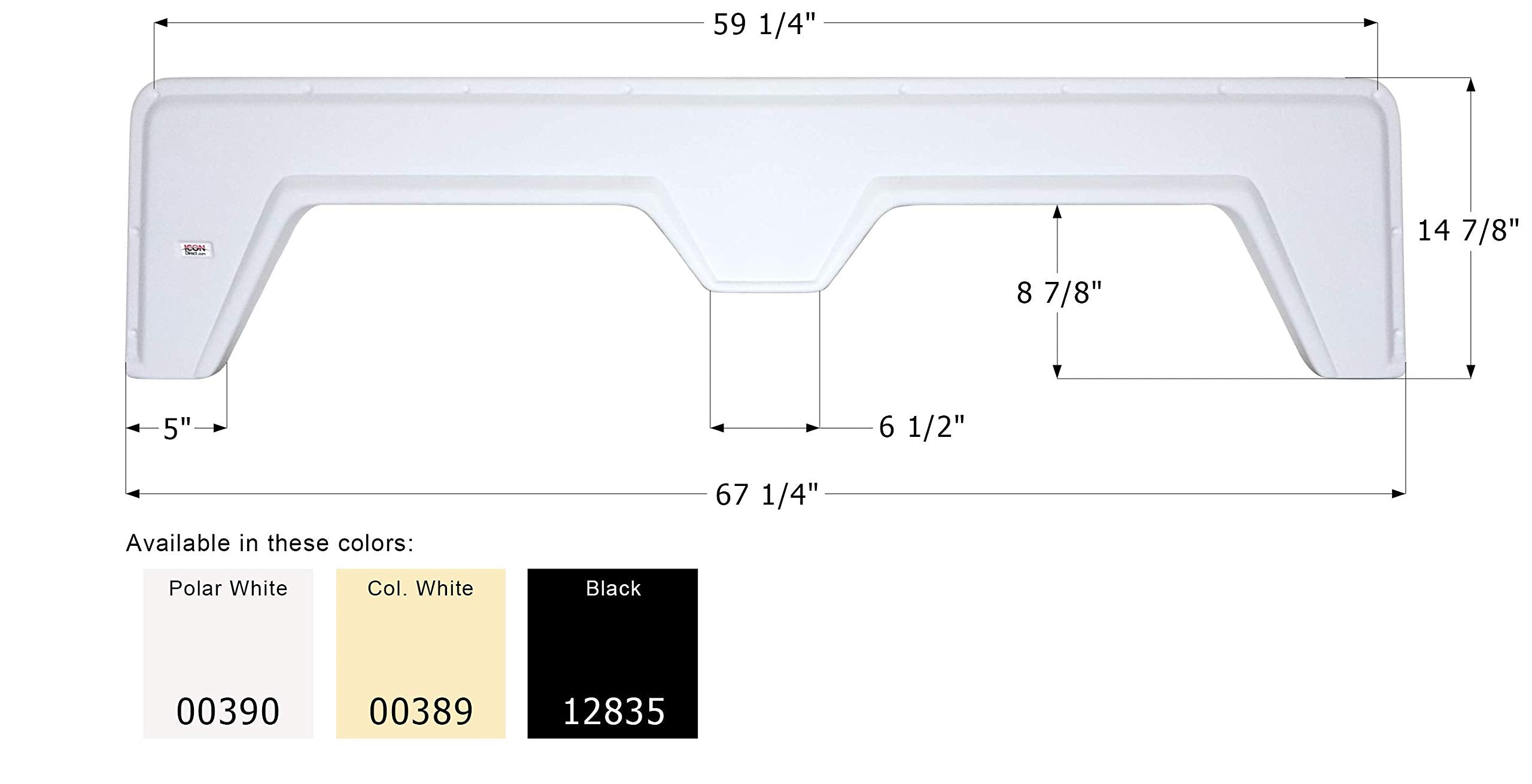 Icon Fs310A Tandem Fender Skirt, Polar White