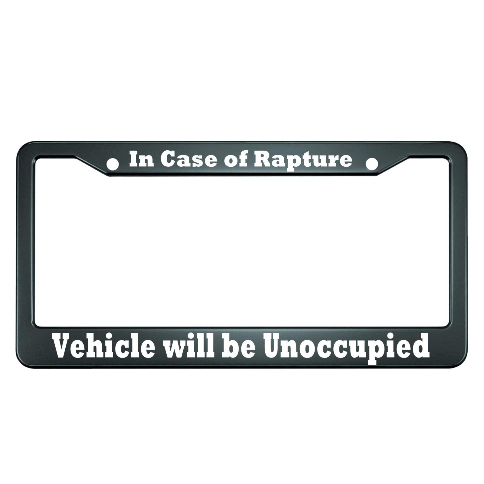 HOSNYE in Case of Rapture Vehicle Will be Unoccupied License Plate Frame Metal License Plate Cover Front Plates Frames Car Tag F