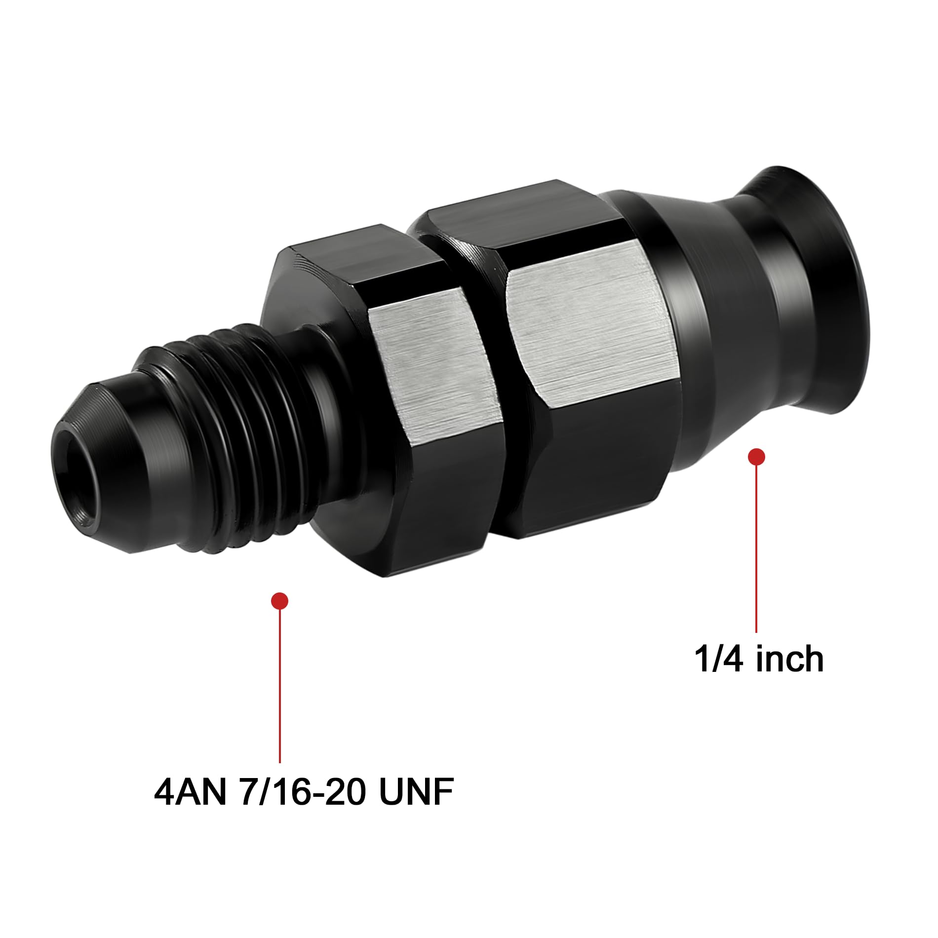 EVIL ENERGY 4AN Male to 1/4" Compression Fitting Adapter, Aluminum, Black