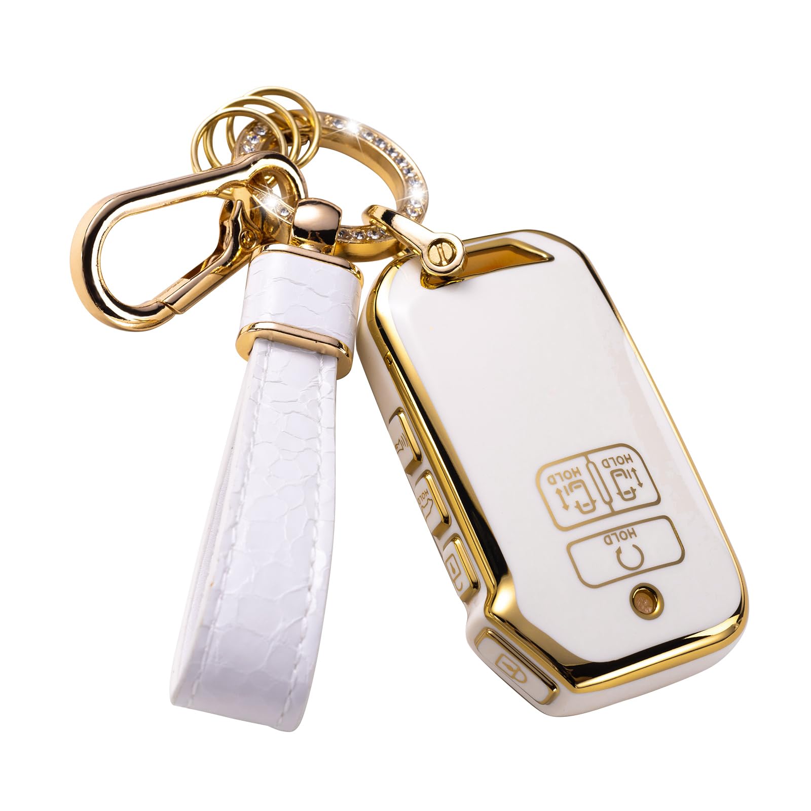 Cacarlike For Kia Key Fob Cover With Kia Keychain, Car Key Fob Case Compatible With Kia Carnival Cadenza 6/7 Buttons Ka4 Ex Sx L