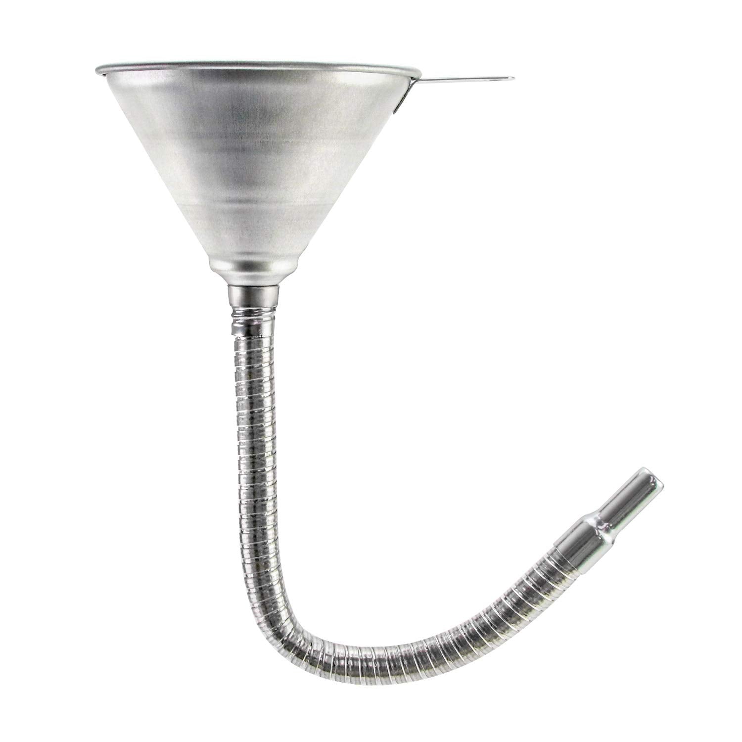 QWORK Spout Funnel with 14-9/16 Long Flexible Hose and Strainer, Steel Universal Priming Funnel for All Oils,Diesel Fuel and Oth
