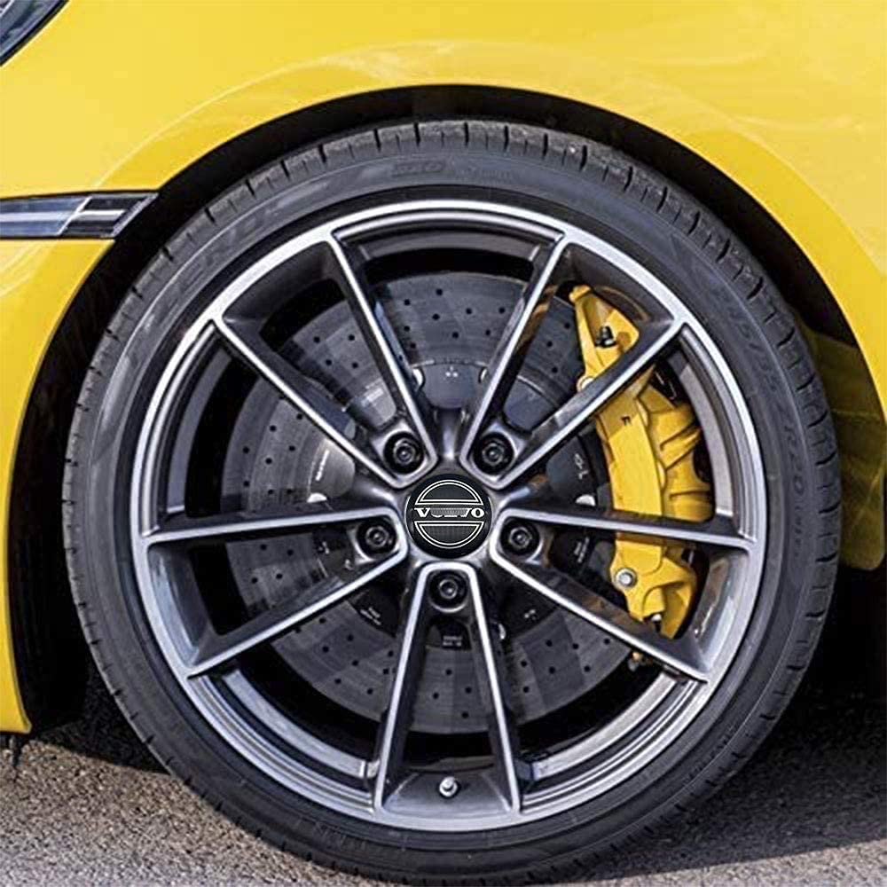 Jd Auto 4Pcs 56Mm 2.2'' Emblem Badge Sticker Wheel Hub Caps Center Cover Abs Material (Fit Volv Black)