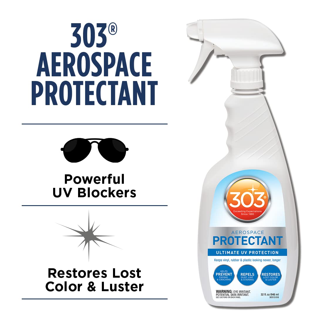 303 Products Aerospace Protectant Spray Cleaner, UV Protection, 32 Fl Oz, White, Matte Finish, Model 30313