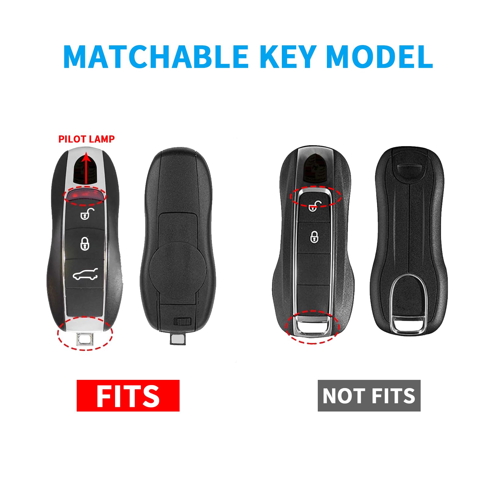 Qbuc For Porsche Key Fob Cover,3-Piece Painted Key Shell Compatible With Porsche Cayenne Panamera Macan 911 Boxter Cayman (Silve