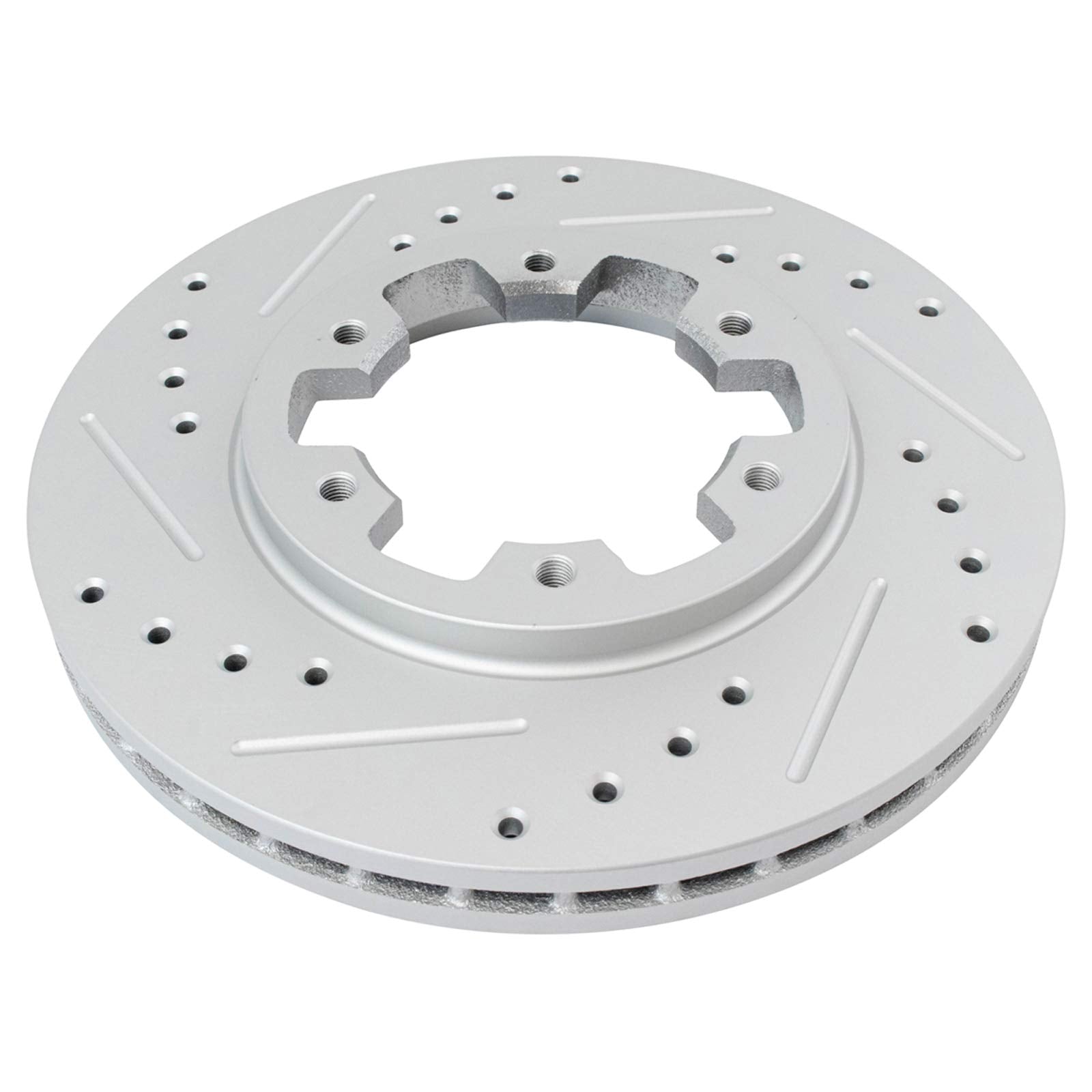 Trq Front Performance Brake Rotors Set Premium G-Coated Cross Drilled & Slotted Compatible With 1986-1994 Nissan D21 1999-2002 F