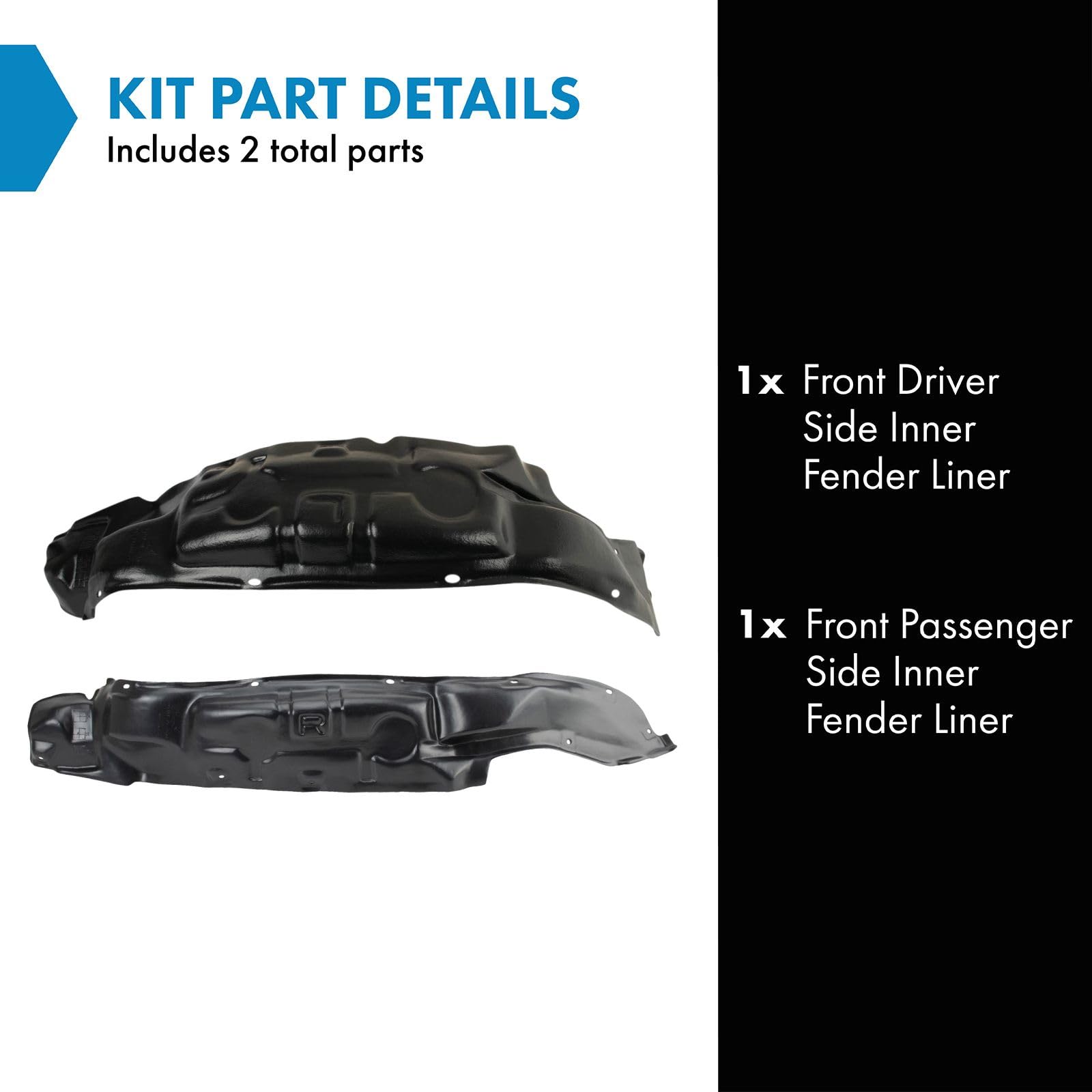 Trq Front Inner Fender Liner Set Compatible With 1984-1989 Toyota 4Runner To1248156 To1249156
