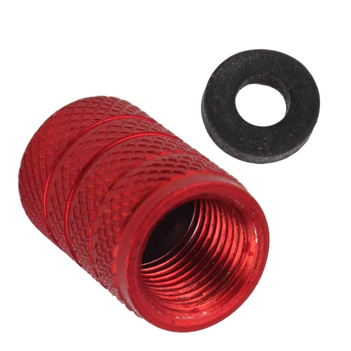 Winka Round Tire Stem Valve Caps Aluminium Car Dustproof Caps Tire Wheel Stem Air Valve Caps, 5 Pieces Red