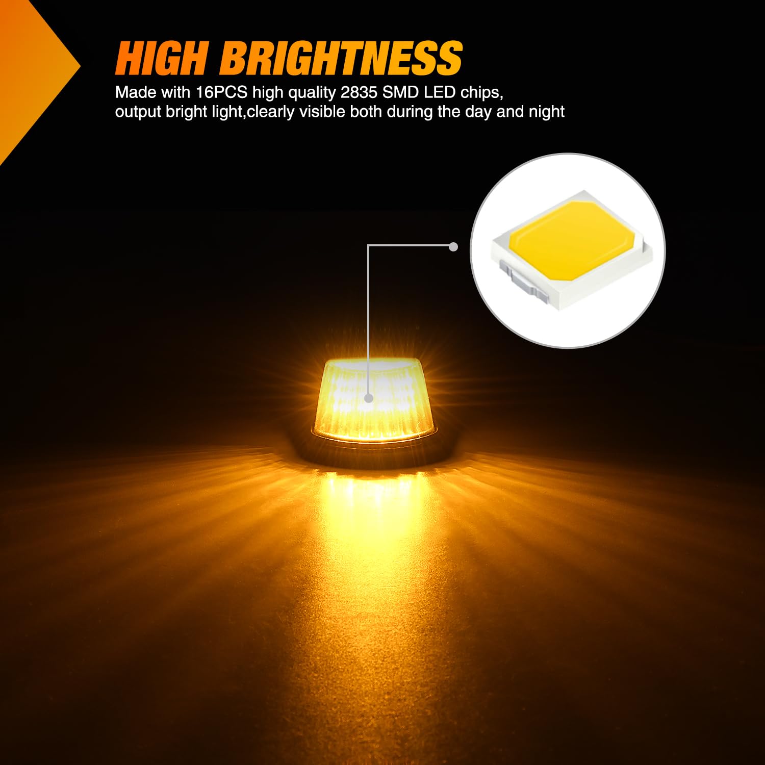 Nilight Led Cab Marker Lights 5 Pcs 16 Led Smoke Lens Amber Clearance Roof Running Light Compatible With1984-1997 Ford F150 F250