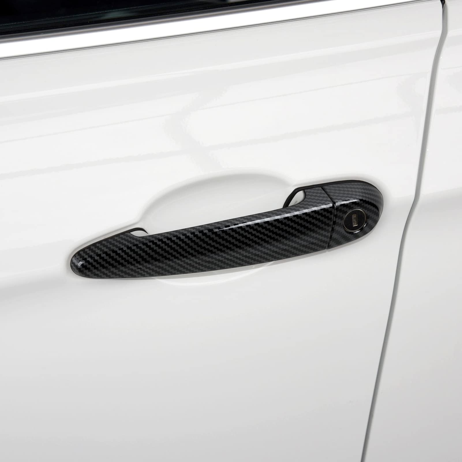 Hengyueshang 4Pcs Car Door Handles Cover Sticker Carbon Style Abs Decal Trim Exterior Accessories Fit For Bmw E90 E92 E93 F30 F34 3Gt F32 F33 F36 E84