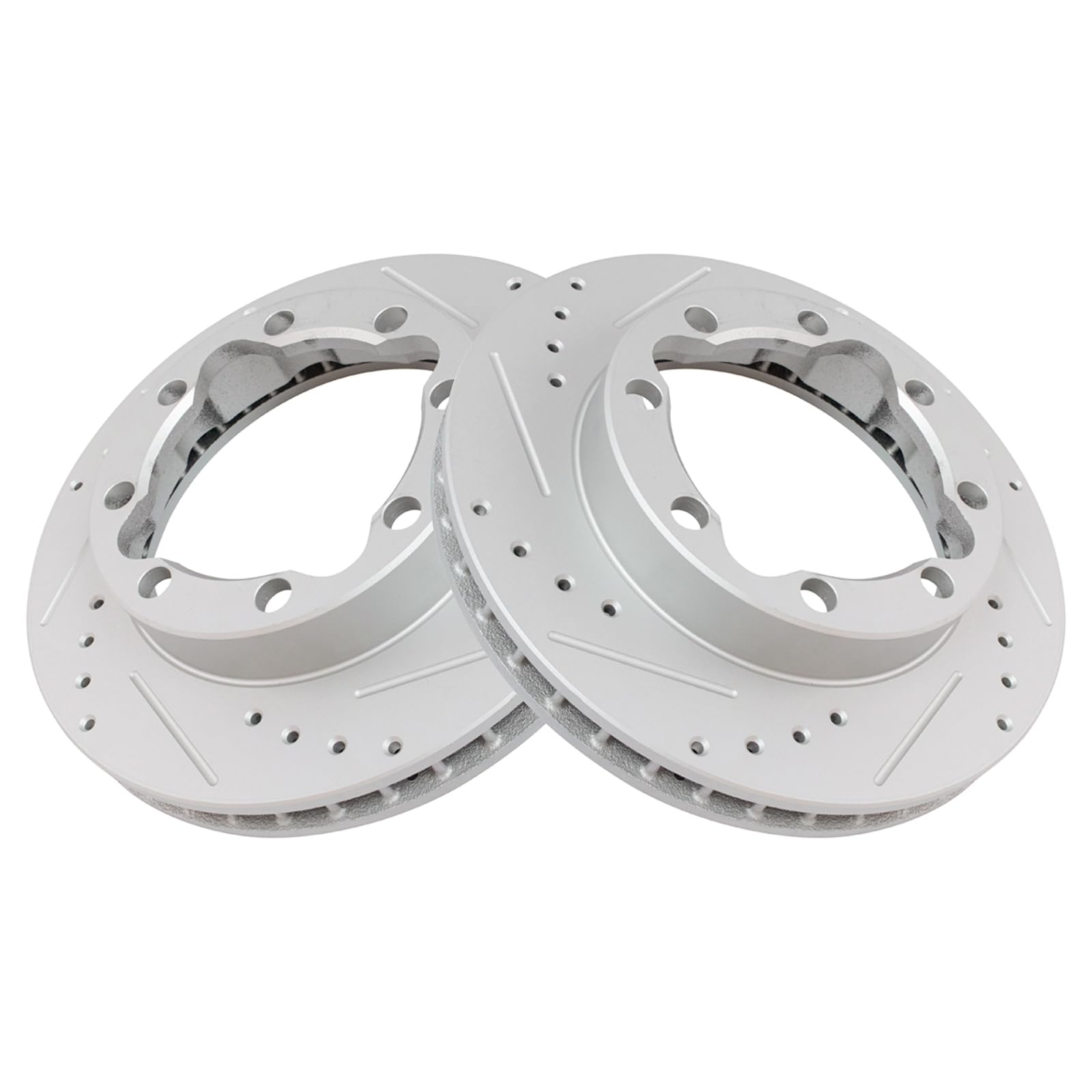 Trq Front Performance Brake Rotors Set Premium G-Coated Cross Drilled & Slotted Compatible With 1995-1999 Chevrolet K1500 Suburb