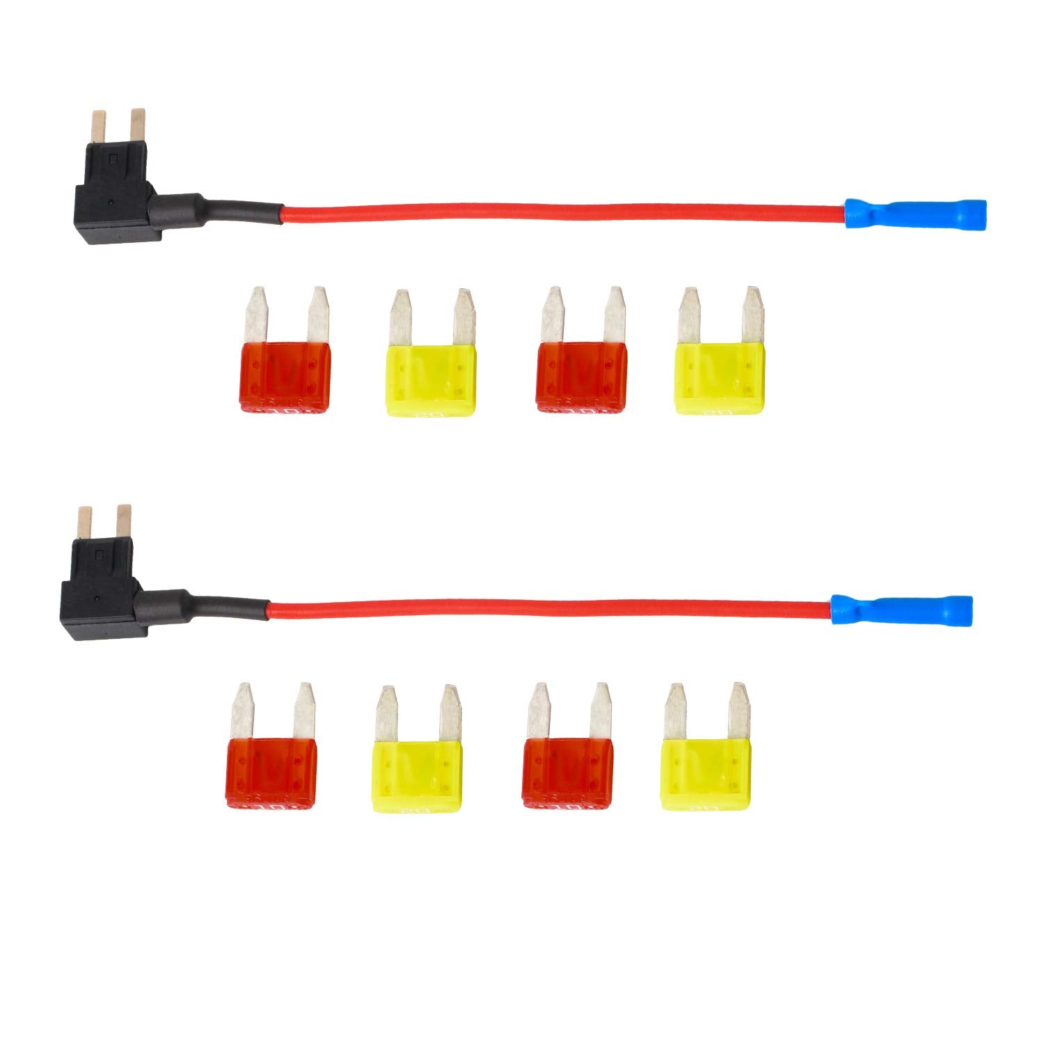 Mini Blade Fuse Holder Fuse With 10A, 20A Fuse - Tap 12V Car Add-A-Circuit Fuse Tap Adapter With Mini Blade Fuse (2 Sets)