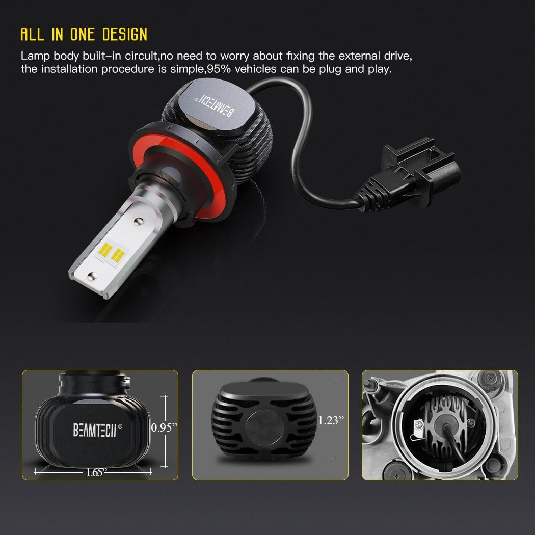 BEAMTECH Fog H13 LED Headlight Bulbs - High Brightness, Energy Efficient, Long Lifespan