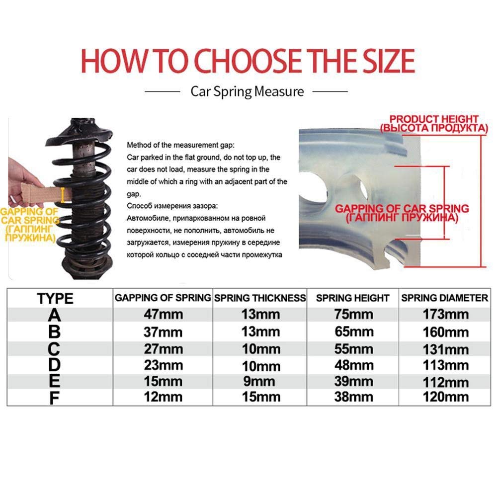 2Pcs Universal Car Shock Absorber Spring Bumper Power Auto Buffers A/B/C/D/E/F Type Spring Bumpers Rubber B Type