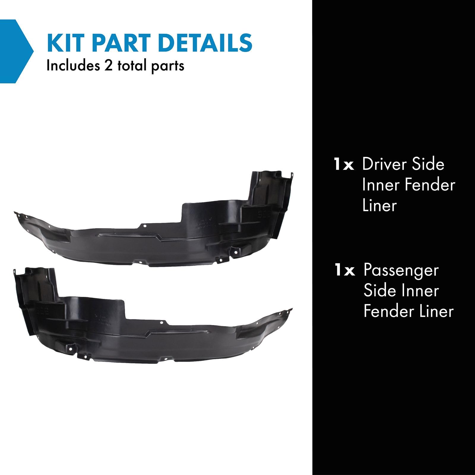 Trq Inner Fender Liner Set Compatible With 1999-2005 Suzuki Grand Vitara 1999-2004 Vitara Sz1248108 Sz1249108