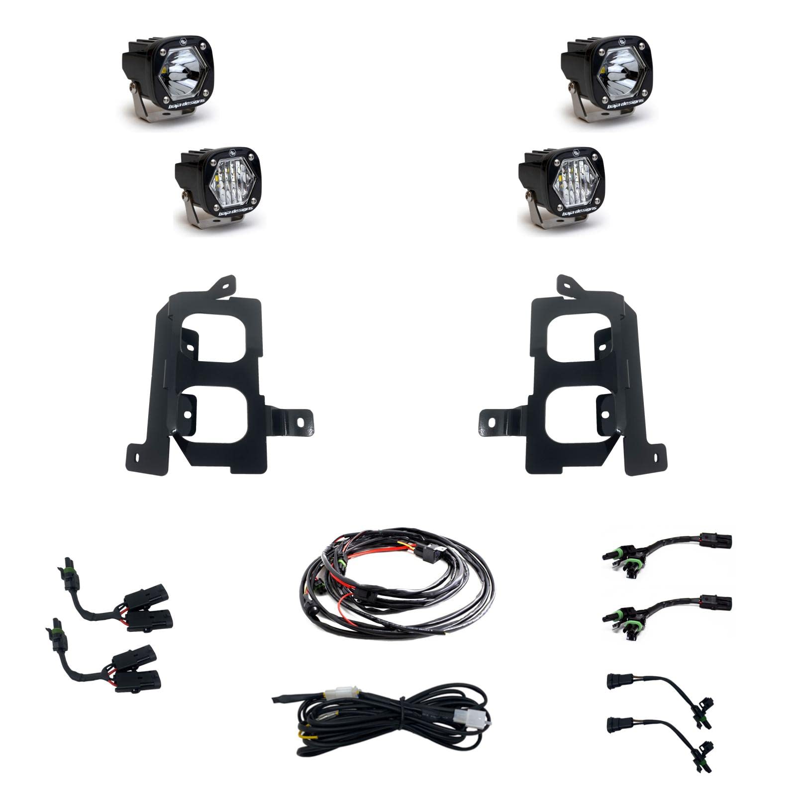 Baja Designs S1 Led Dual Fog Pocket Light Kit For Gmc Sierra 1500 Truck 2019-22 (Wide Cornering/Spot Lens; Clear)