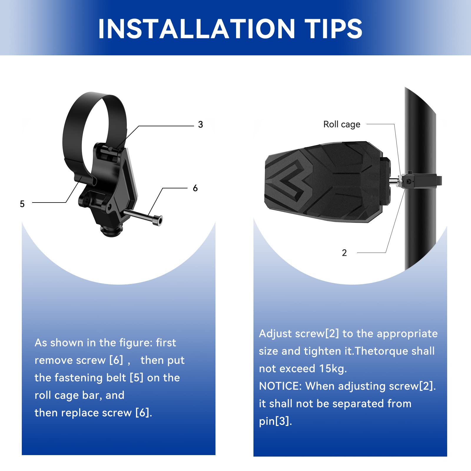 UTV Side Mirrors with 1.65'' -2'' Roll Bar, TXZSXS RZR Side Mirrors Compatible with Polaris RZR, Can Am Maverick X3, Kawasaki Te