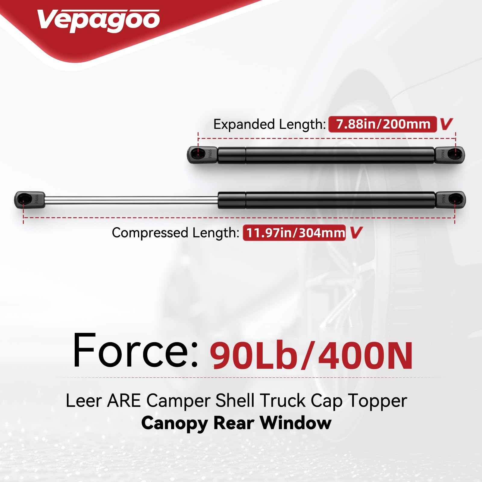 Vepagoo C1615056 12 Inch 90Lb/400N Gas Shocks Struts Spring For Truck Pickup Tool Box Boat Deck, Weatherguard Csps Aluminum Tool