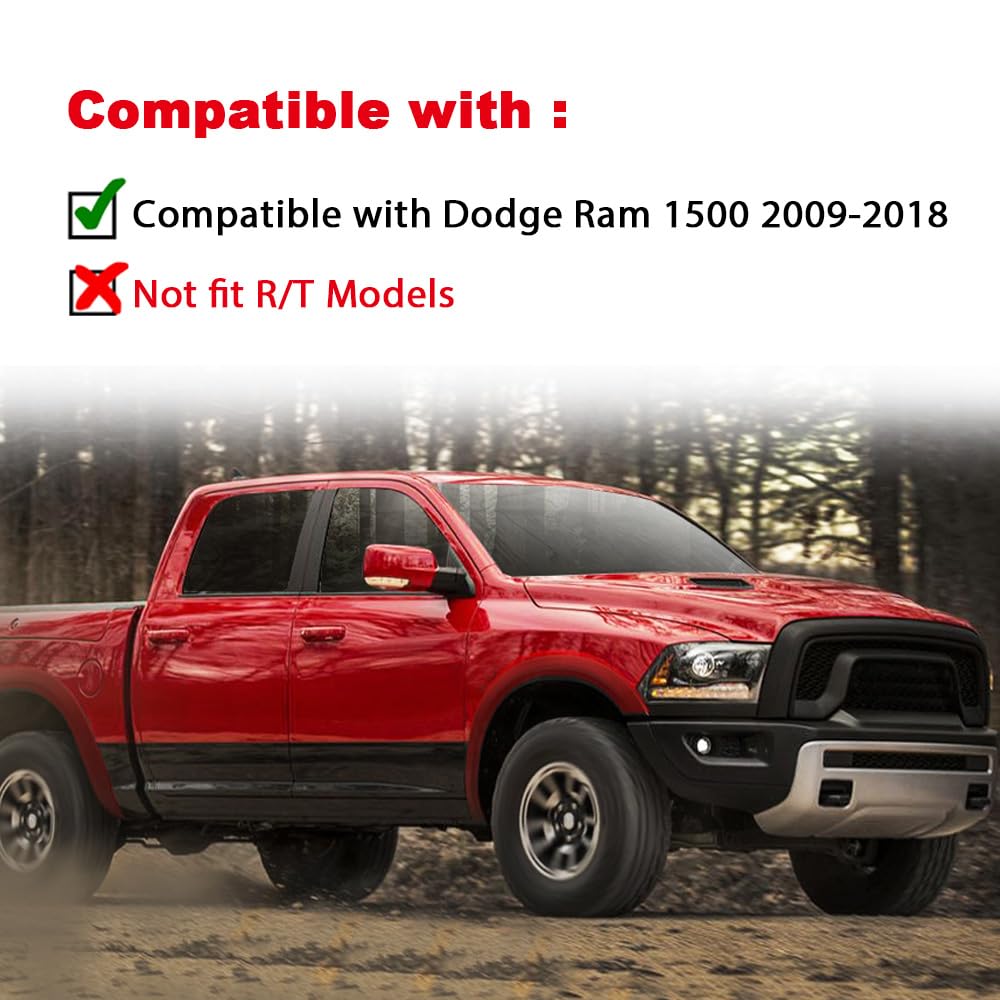 PIT66 Fender Flares for 2009-2018 Dodge Ram 1500, ABS Plastic, Black, Bolt-On Style