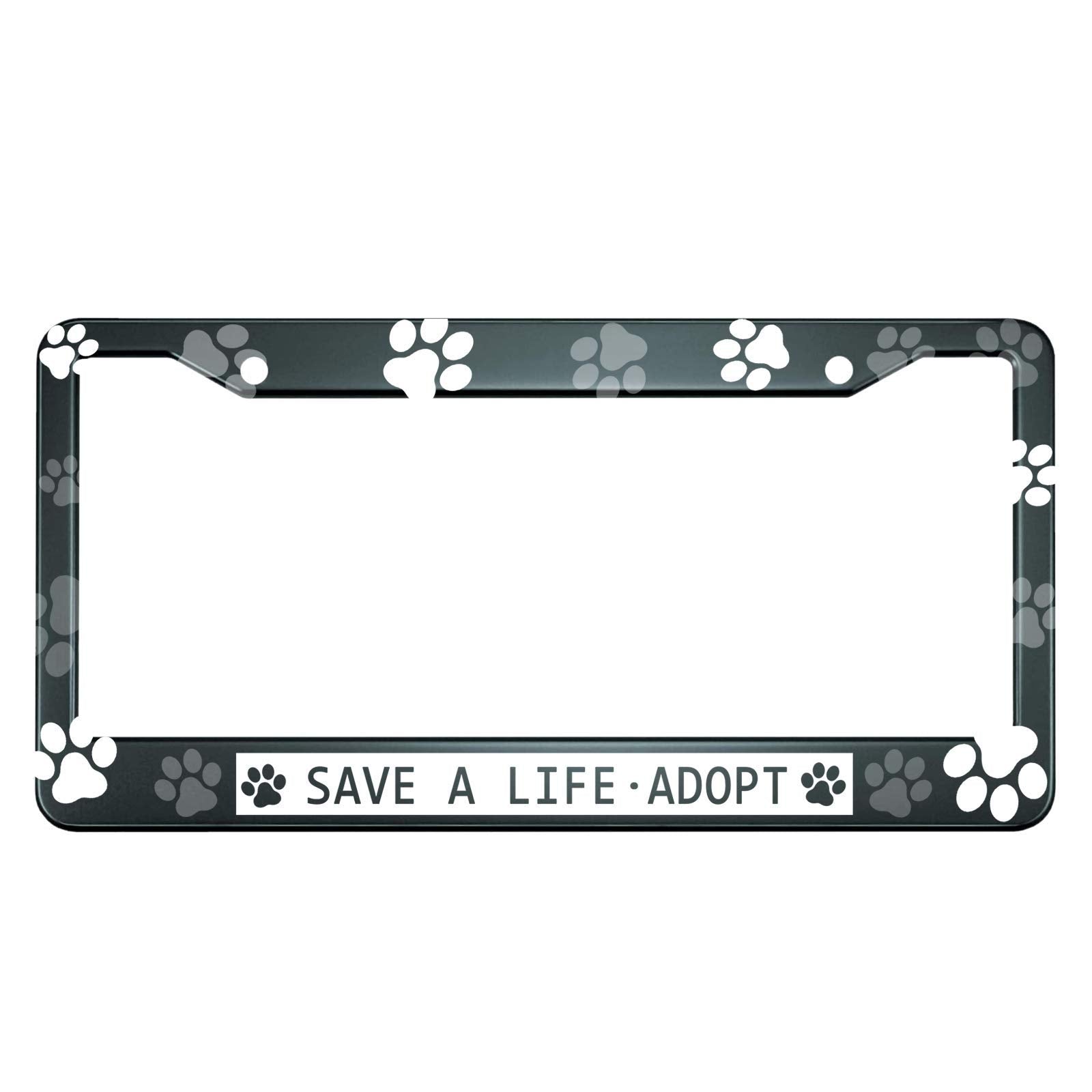 HOSNYE Save A Life Adopt License Plate Frame Blank Paw Print Dog Cat Metal License Plate Cover Front Plates Frames Car Tag Frame