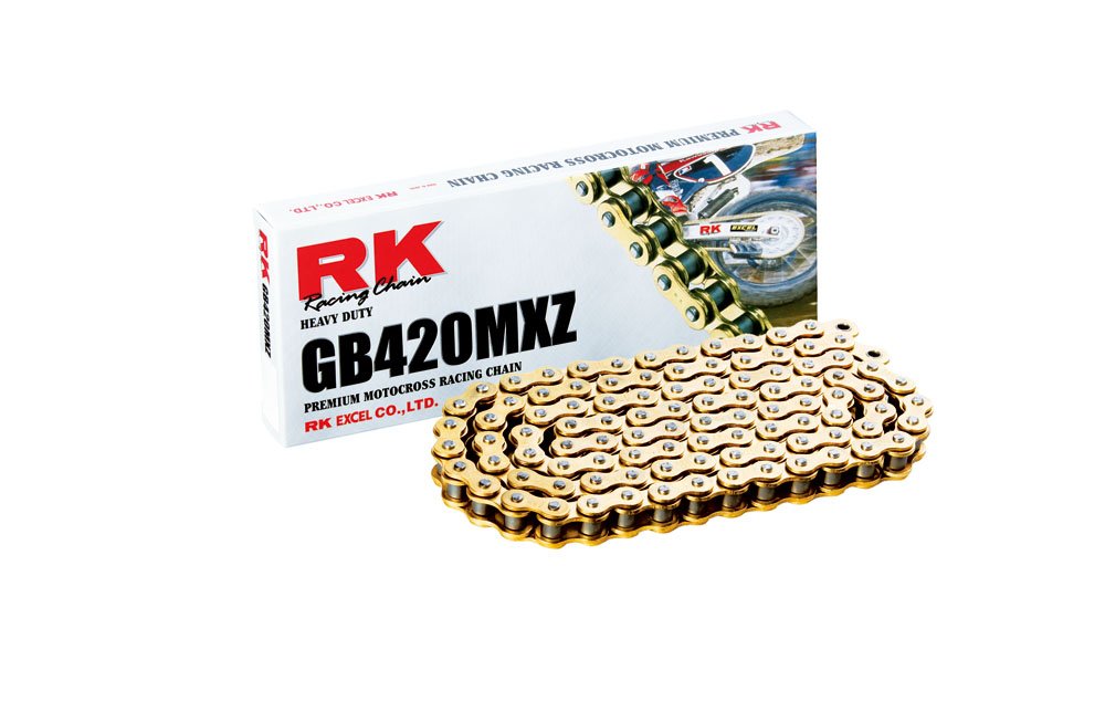 Rk Racing Chain Gb420Mxz-132 (420 Series) Gold 132 Link Heavy Duty Mx/Sx Racing Non O-Ring Chain With Connecting Link
