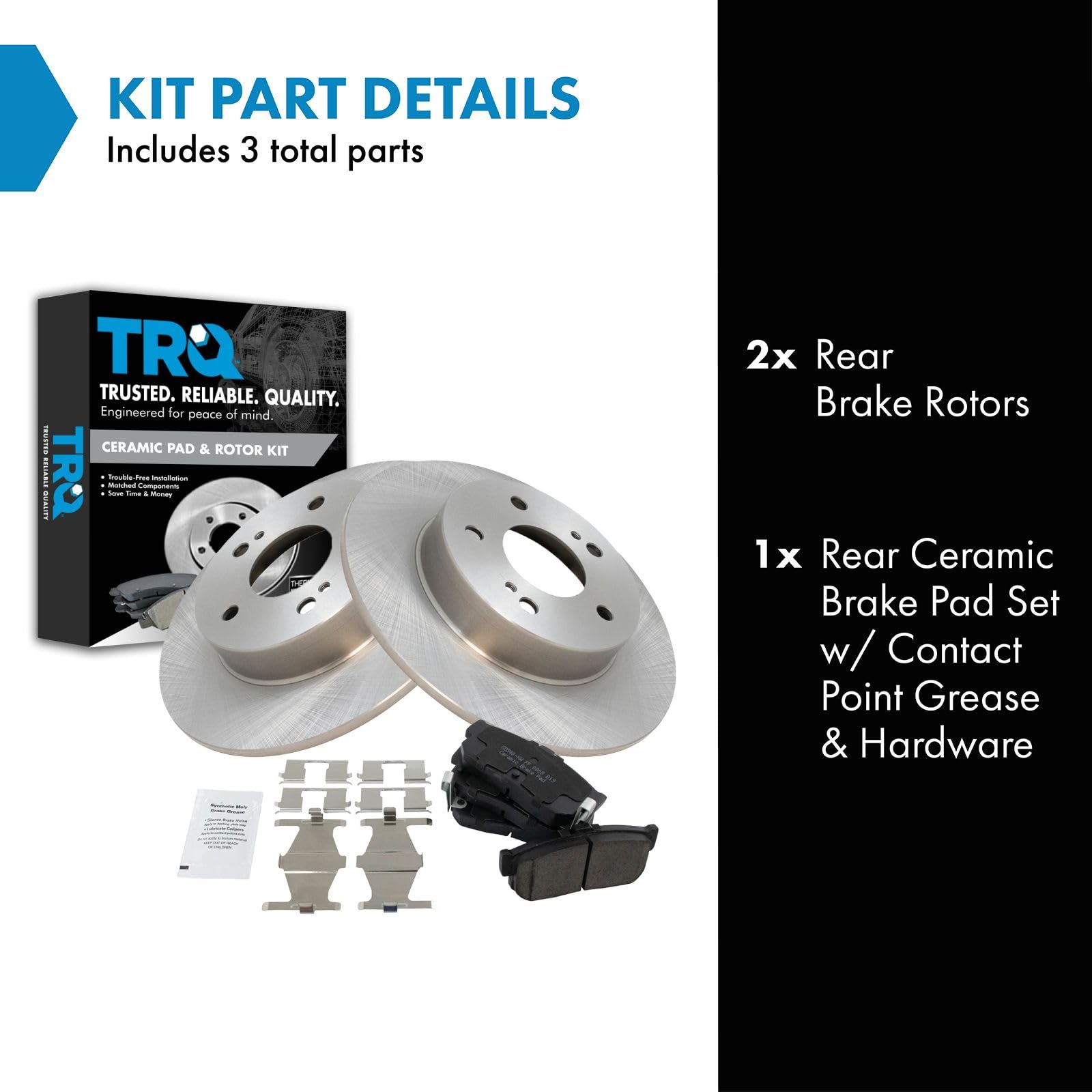 TRQ Rear Brake Pad & Rotor Kit Brake Pads Brake Rotor Ceramic Compatible with 1996-2001 INFINITI I30 1994-2001 Nissan Maxima