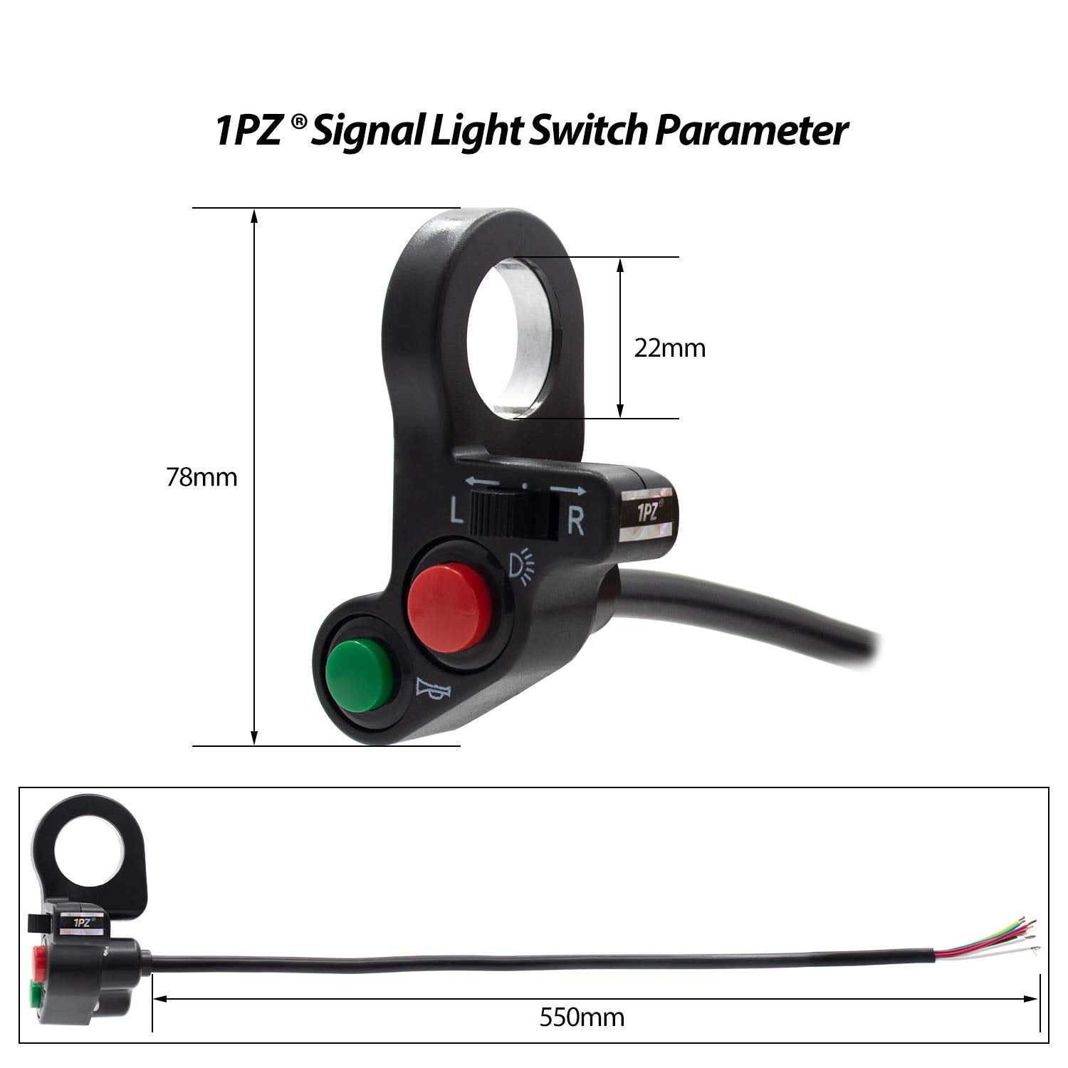 1PZ Multi-Function Horn Turn Signal Switch + Flasher Relay for Honda, Yamaha, Suzuki, Kawasaki, Arctic Cat - Green, ABS Material