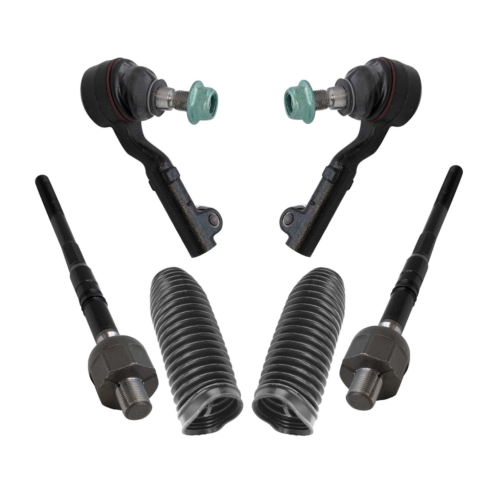 Trq Front Steering Kit Steering Rack & Pinion Bellow Tie Rod Compatible With 2006 Bmw 325Xi 2009-2013 328I Xdrive 2007-2008 328X