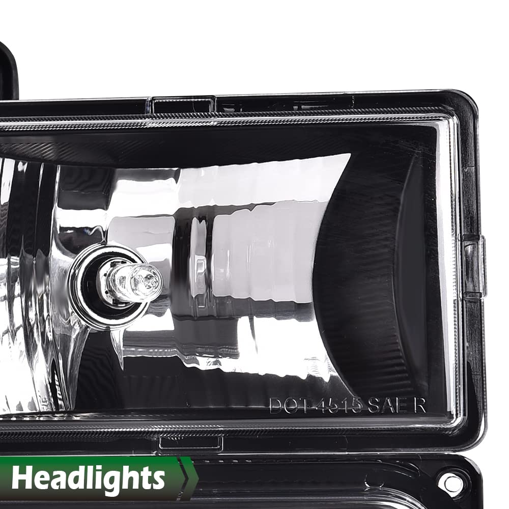 Grand Orange Headlights Assembly, Compatible With Gmc Sierra C/K Yukon 1500 2500 1994 1995 1996 1997 1998 Fit Chevy C/K C10 Subu