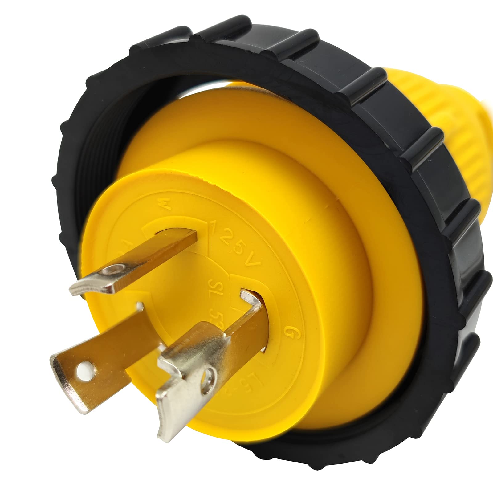 Parkworld RV Pigtail Shore Power Adapter 30A L5-30P to 5-15R, 1FT Yellow Dogbone Cord, Model 691975