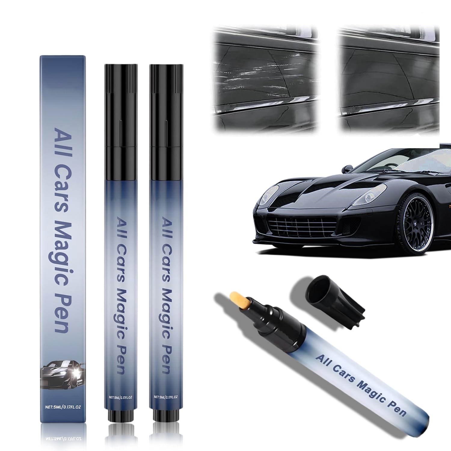 2PCS Car Scratch Remover, Magic Car Scratch Removal Pen, All Cars Magic Pen for Car Scratches, Quick Fix Car Scratch Repair, Car