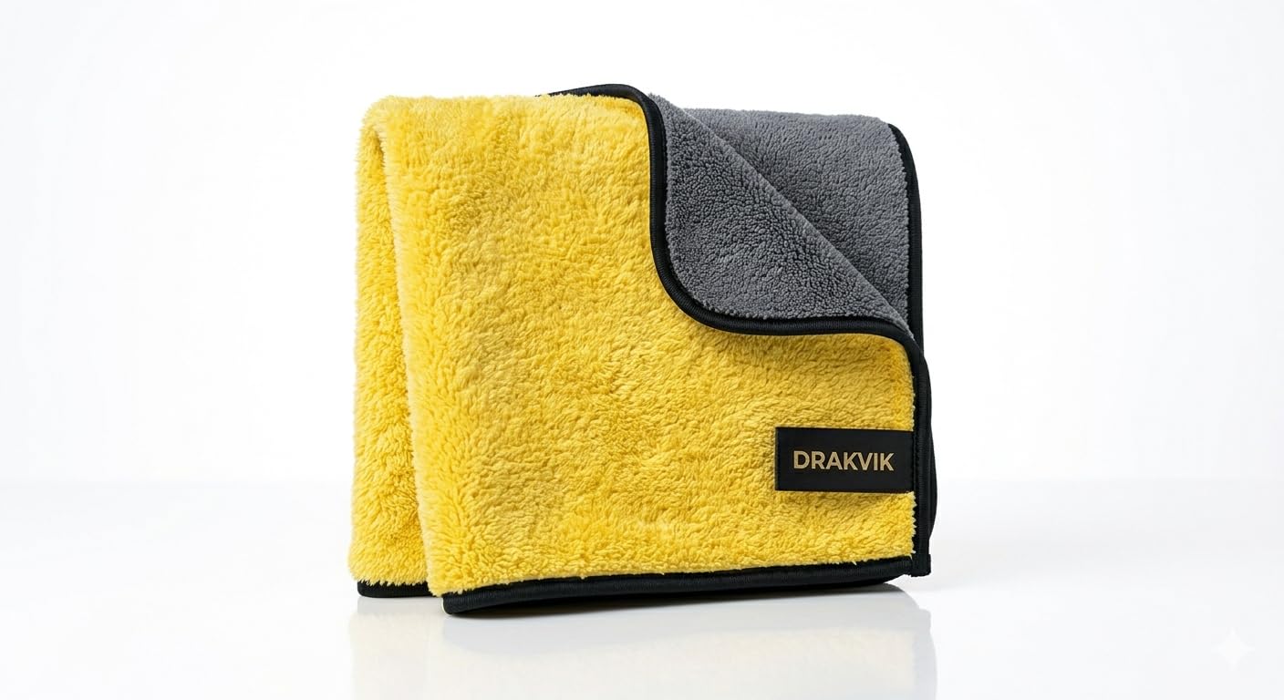 DRAKVIK 600 GSM Microfiber Cloth for Car Bike Cleaning | 40x40 cm Extra Thick Plush Towel | Lint, Streak & Scratch Free | Detail
