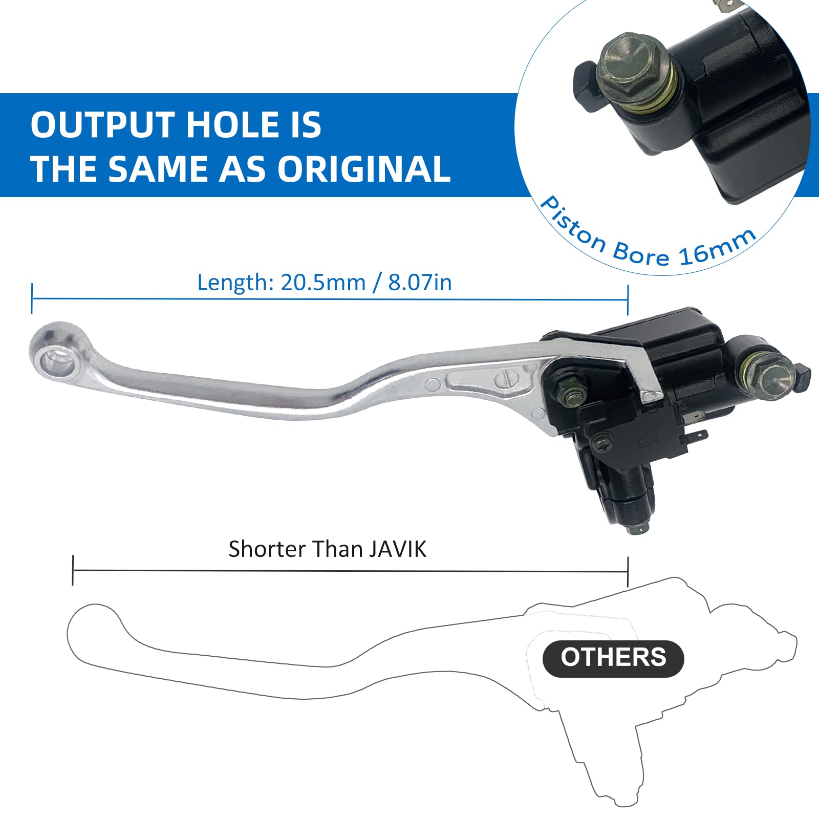 Front Right Brake Master Cylinder for Kawasaki Brute Force 650 750 4x4i KVF650 KVF750, Psiton Size 16mm, OEM# 43015-0036 43015-0