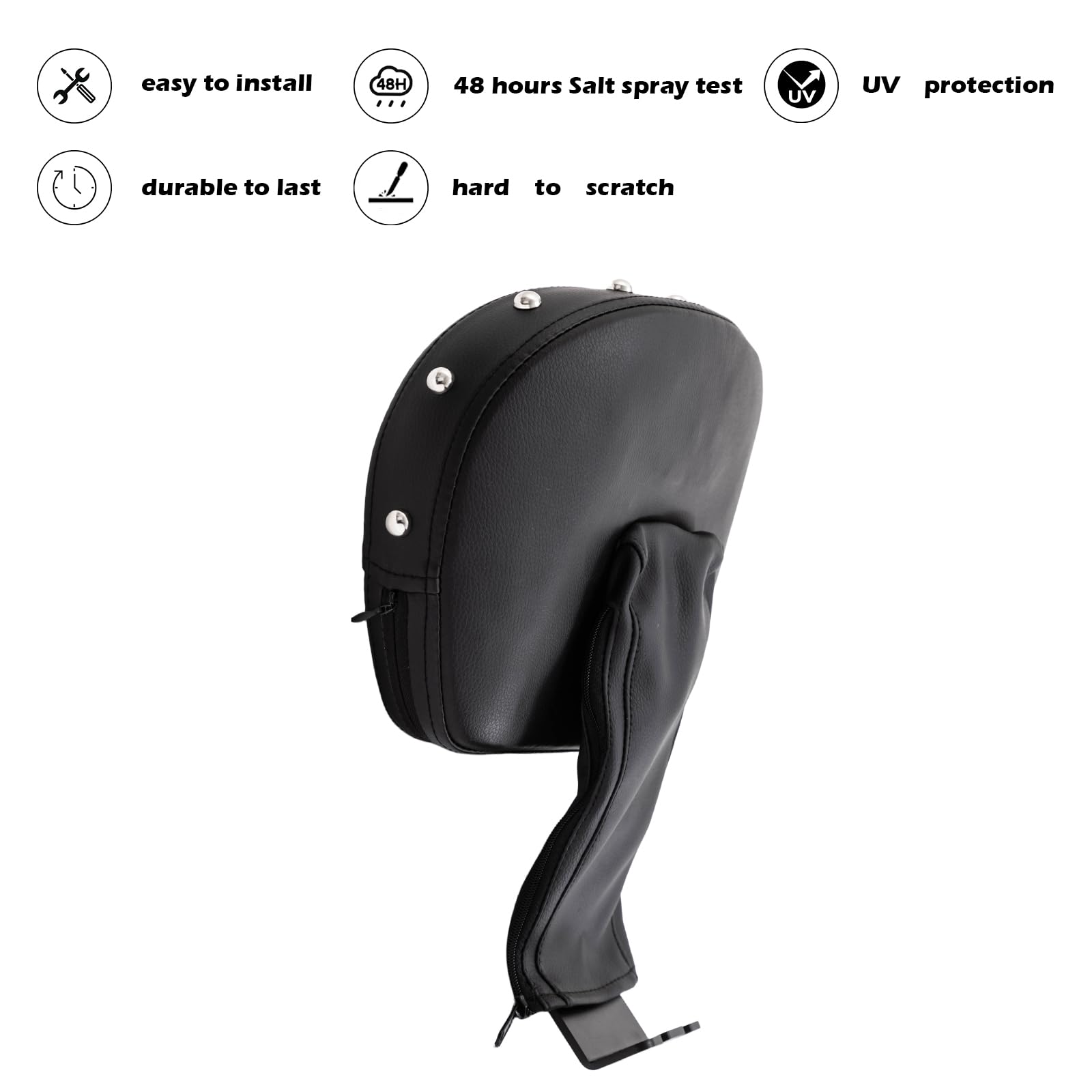 Kinglemc Adjustable Driver Rider Touring Backrest for VL1500 VL800 C50 C90 Suzuki Boulevard (Black-Studded)