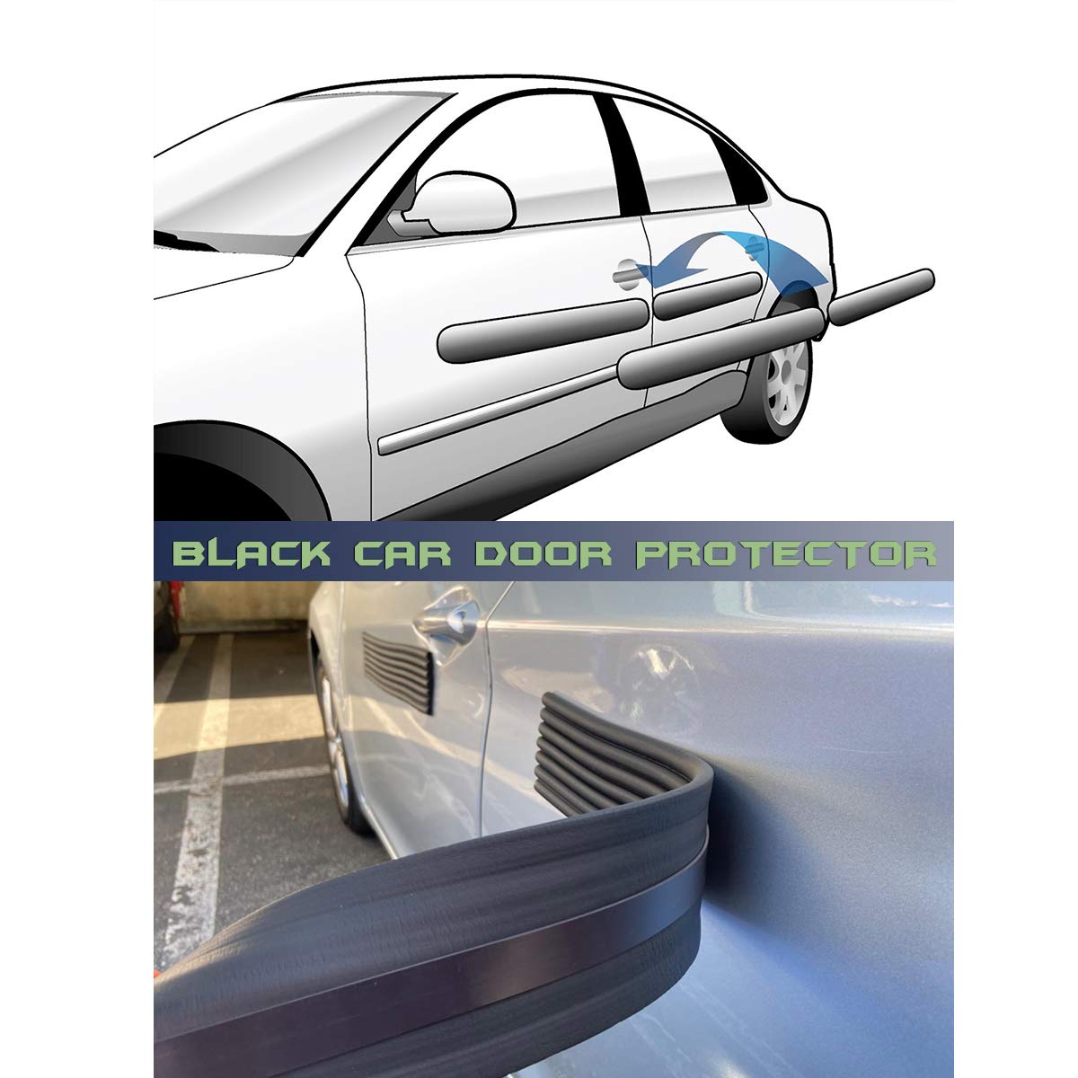 XCELLENT GLOBAL XG Car Door Dent Protector - Soft Magnetic Guard Strip, 2m, Black, Model S-AT007, Removable for Garage Parking