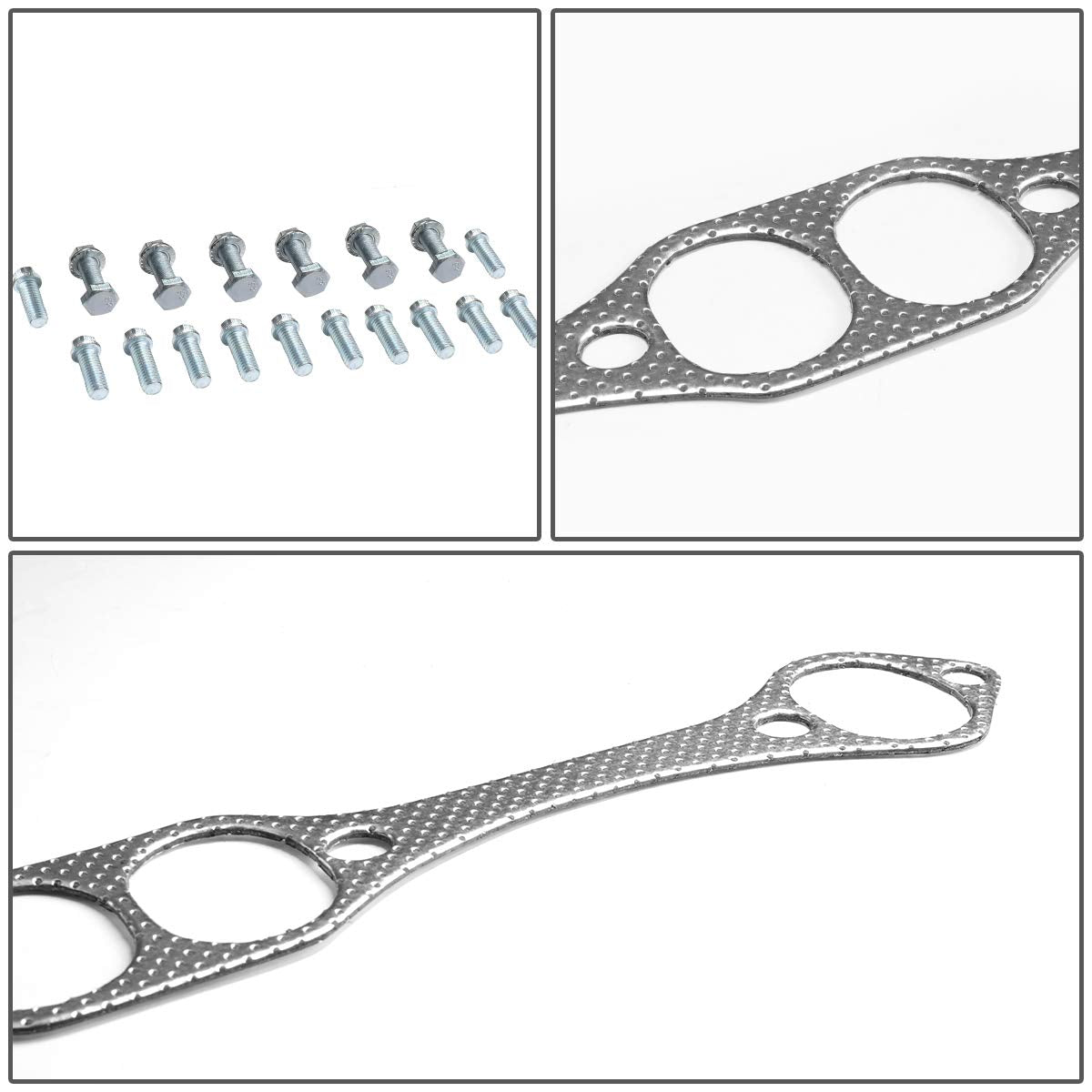Dna Motoring Gktset-Sbc-Sb Aluminum Exhaust Manifold Header Gasket Set Replacement,Metallic