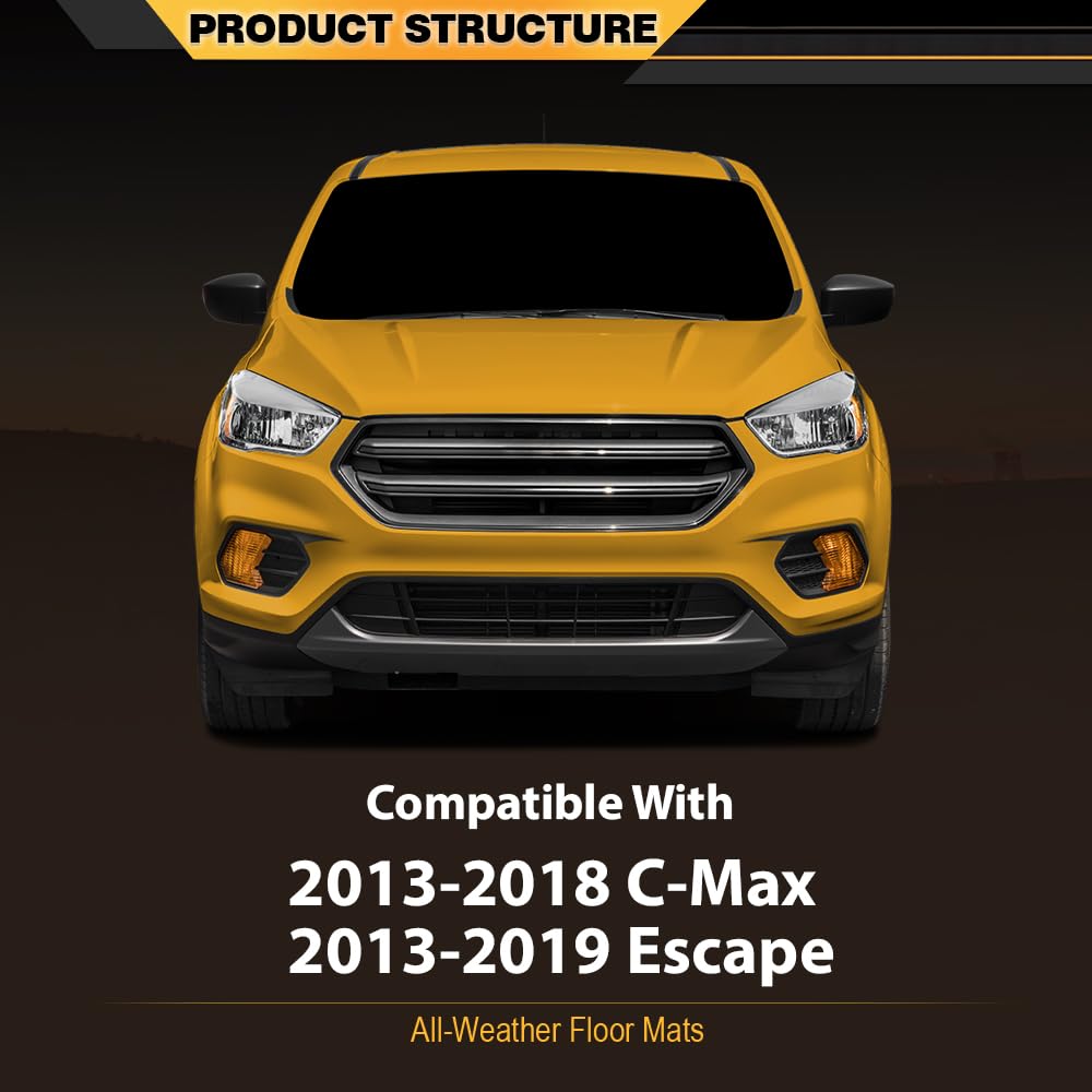 G-PLUS TPE Floor Mats Compatible with Ford Escape 2013-2019/Fit Ford C-Max 2013-2018 All Weather Full Cover Protection 1st & 2nd