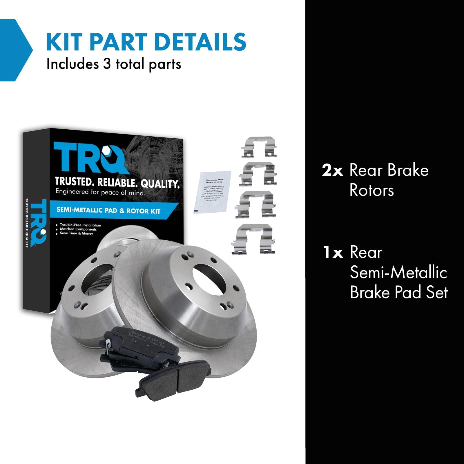 Trq Rear Brake Pad & Rotor Kit Brake Pads Brake Rotor Semi-Metallic Compatible With 2010-2016 Hyundai Santa Fe 2013-2016 Santa F