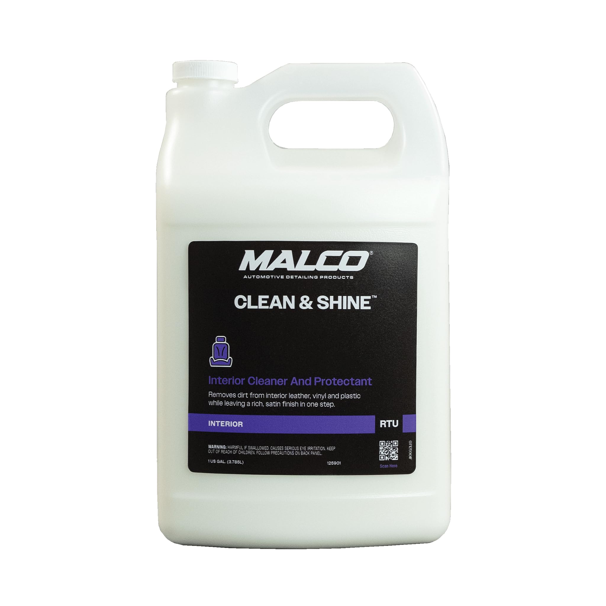 Malco Clean & Shine Interior Car Cleaner And Dressing – Restore Leather, Plastic And Vinyl Surfaces In Your Vehicle/Clean, Condition And Protect In 1 Simple Step / 1 Gallon (125901)