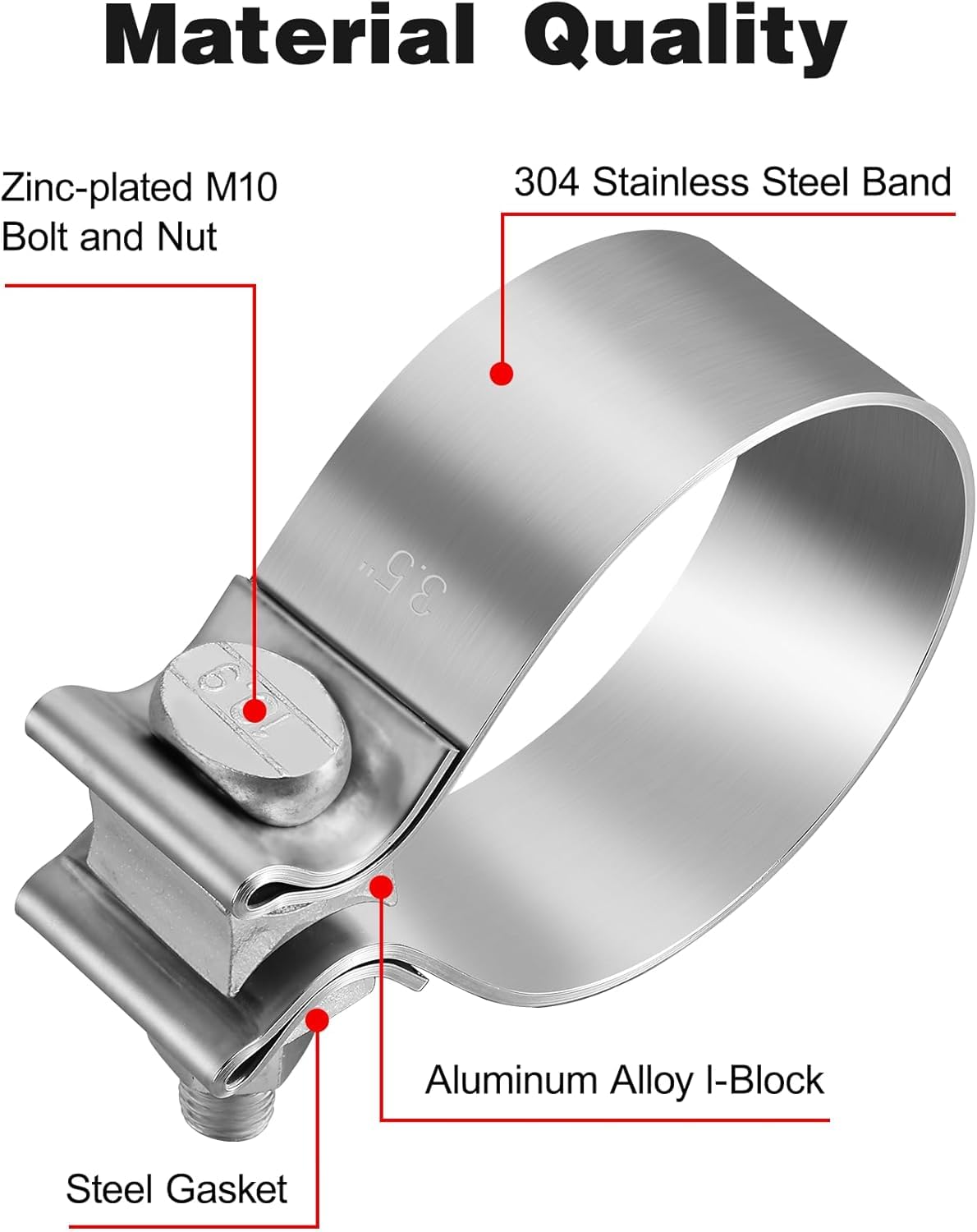 Evil Energy 2.5 Inch Exhaust Clamp,Narrow Band Muffler Clamp Stainless Steel For Pipes,Mufflers,Catalytic Converters 4Pc