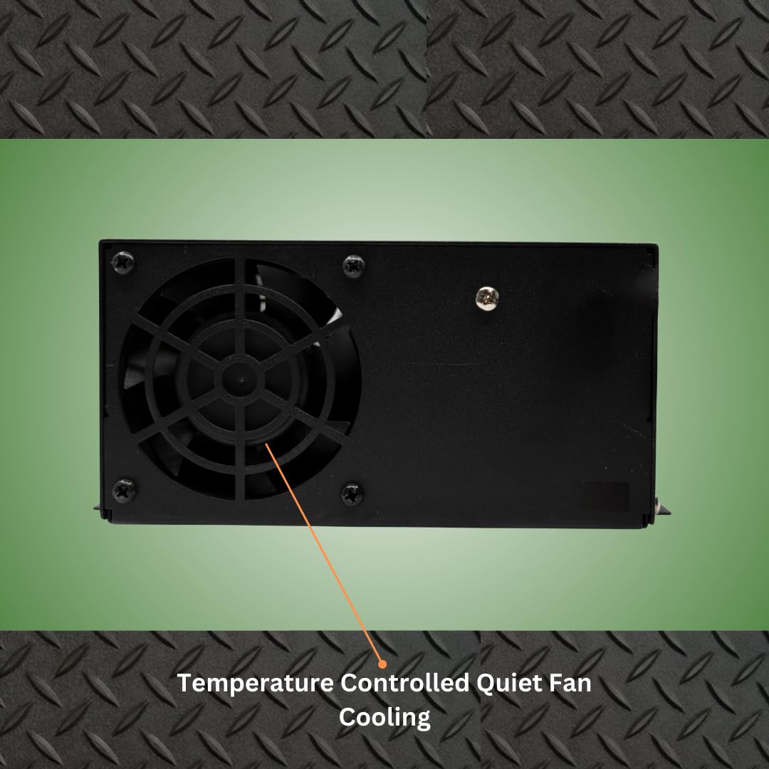 PowerMax PM3-35 AC-DC Power Supply Converter, 0-12V 35A, Smart Charging, Black, Built-in Fan, LED Indicator, Lithium Compatible
