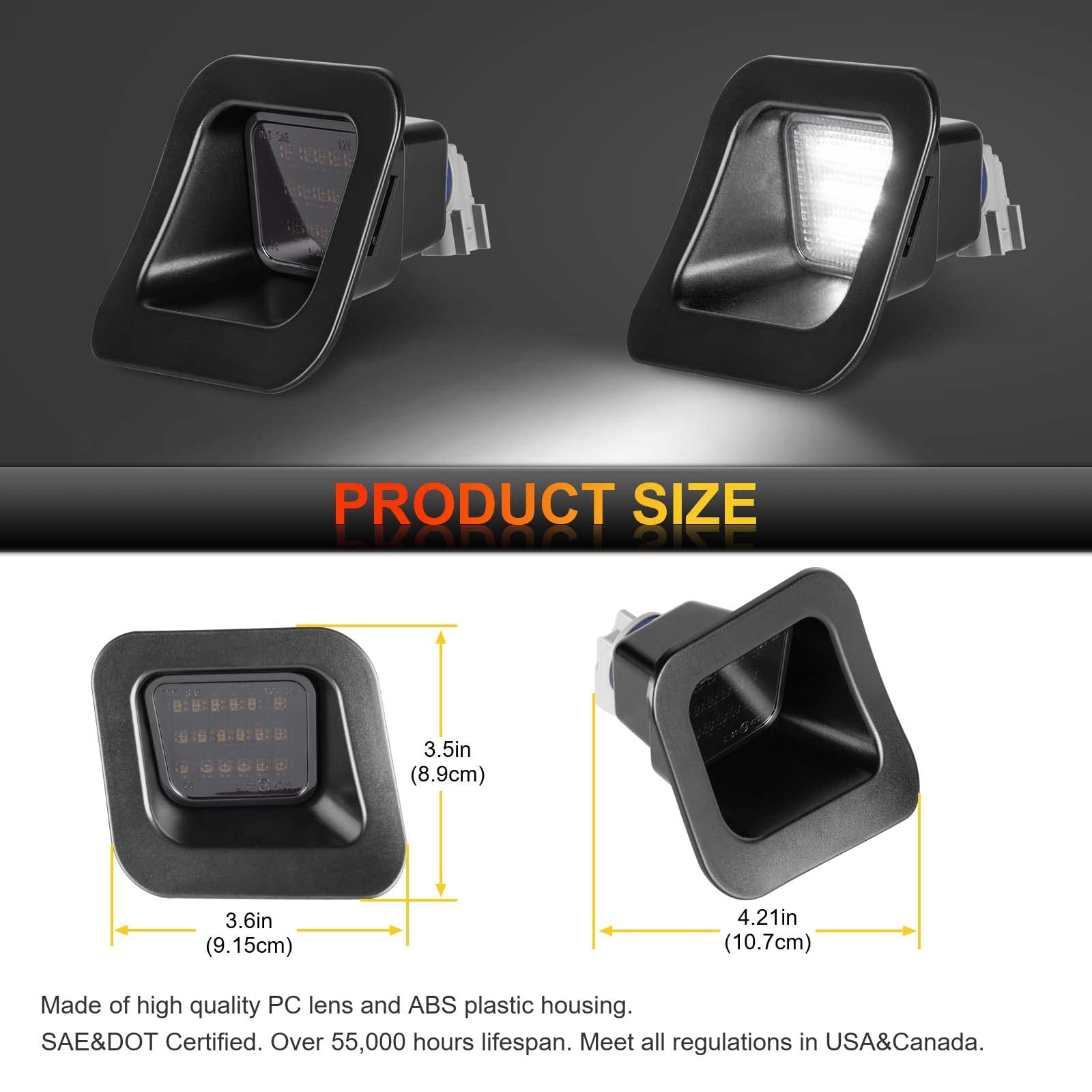 Gempro LED License Plate Lights for 2003-2018 Dodge Ram 1500 2500 3500, 6000K White, 2PCS with Metal Retainer Clips